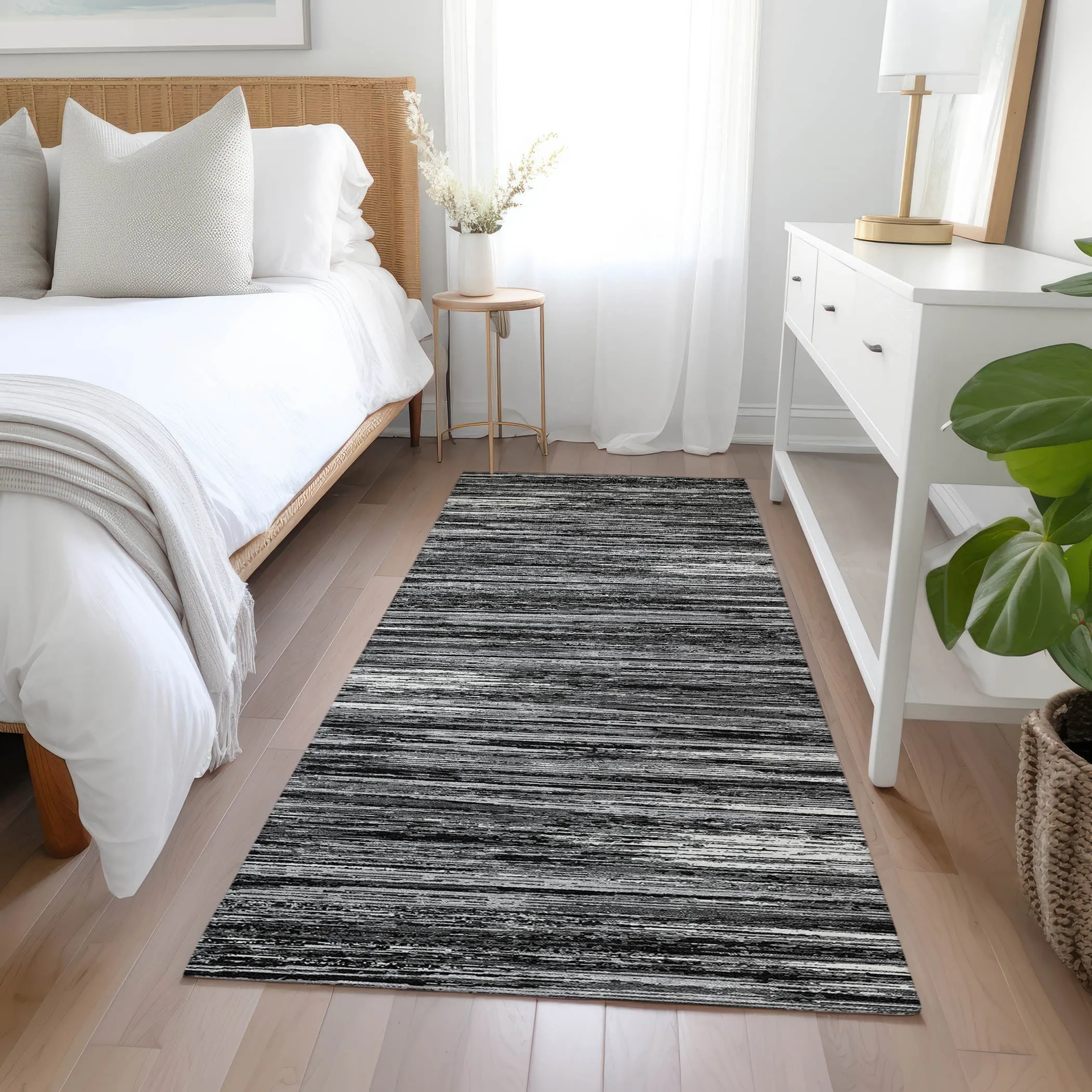 Machine Washable Indoor/ Outdoor Chantille Abstract Stripe Rug