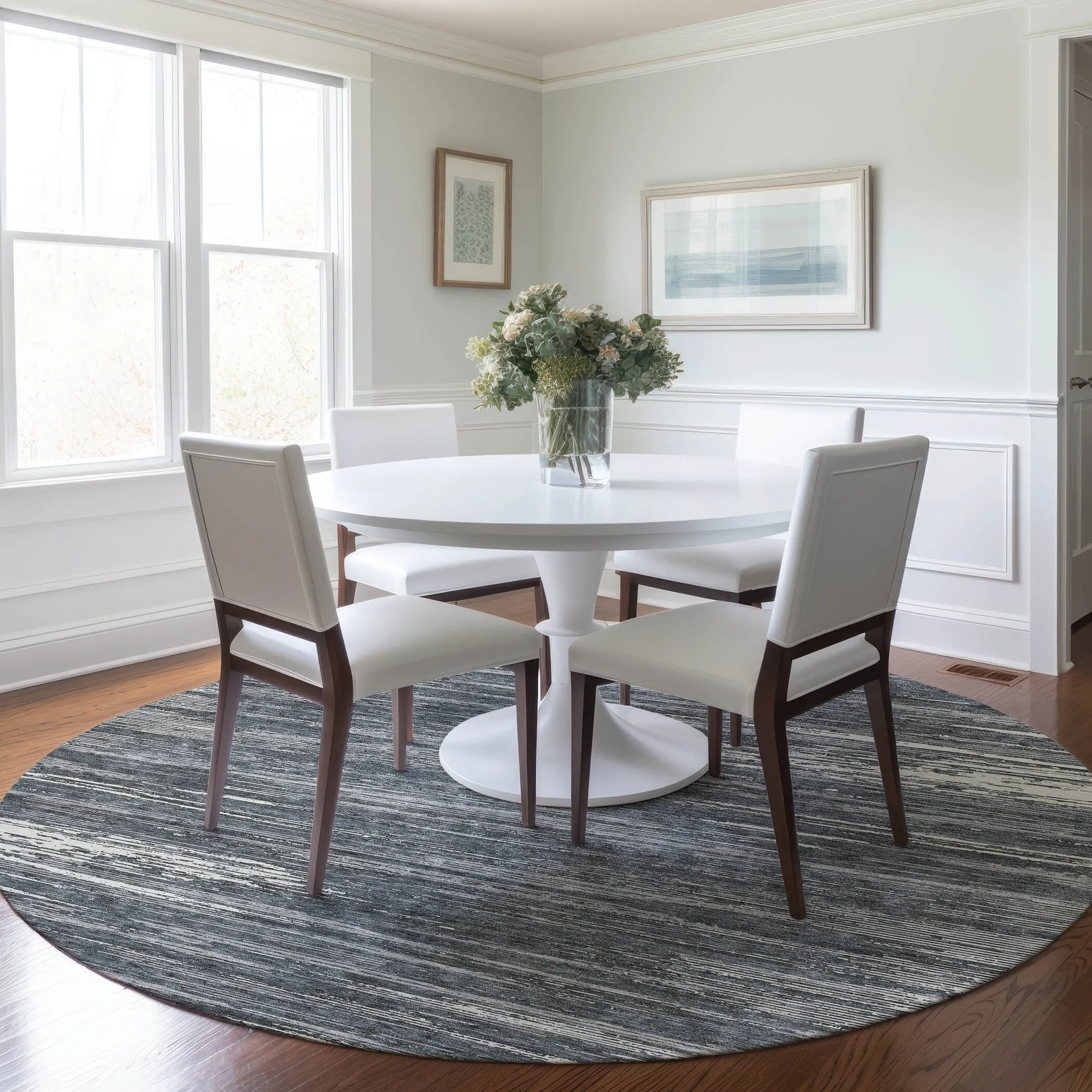 Machine Washable Indoor/ Outdoor Chantille Abstract Stripe Rug