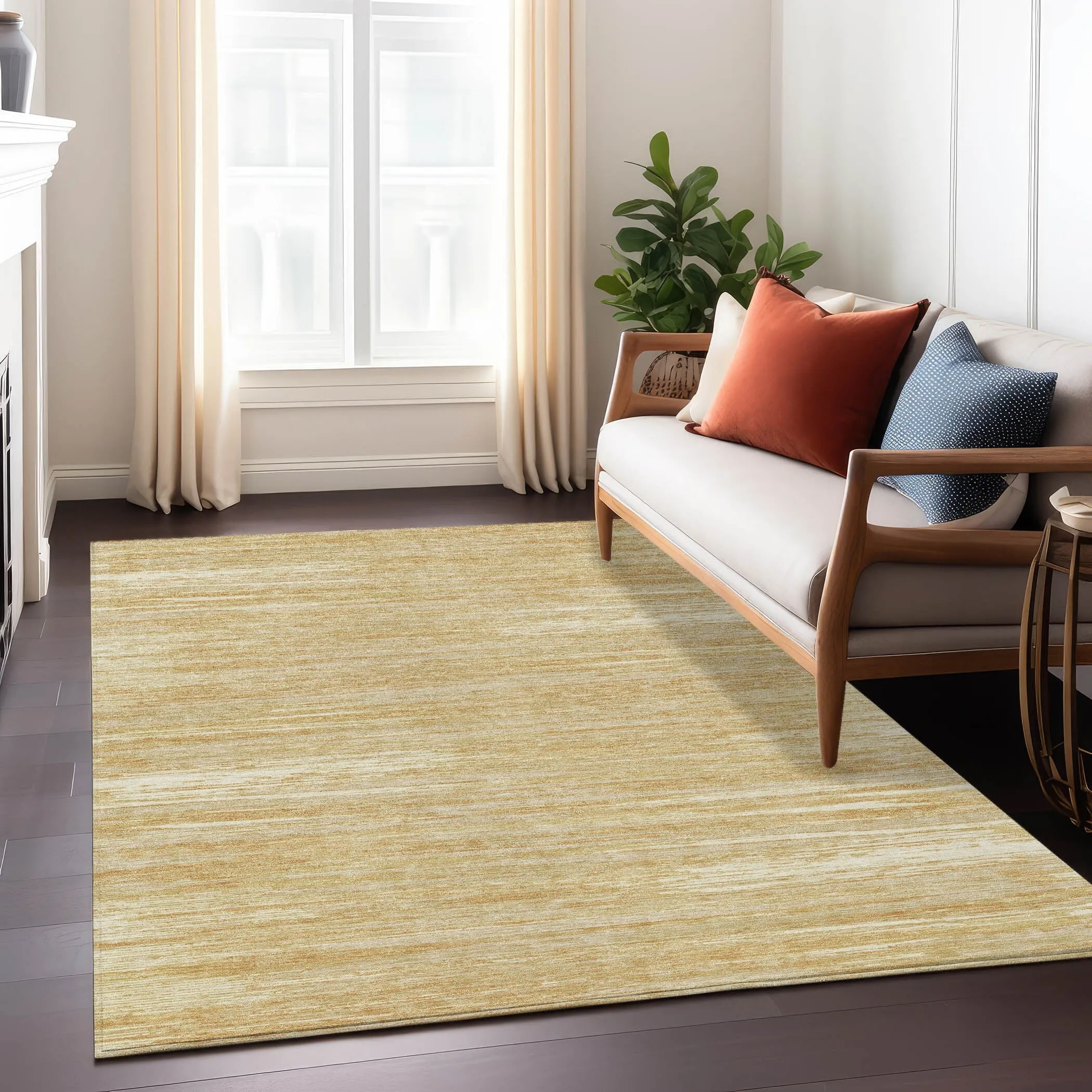 Machine Washable Indoor/ Outdoor Chantille Abstract Stripe Rug