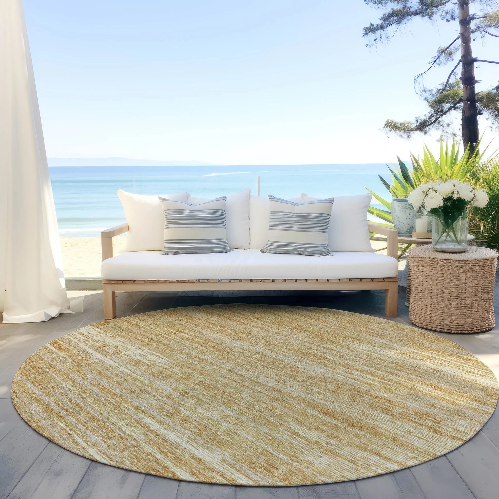 Machine Washable Indoor/ Outdoor Chantille Abstract Stripe Rug