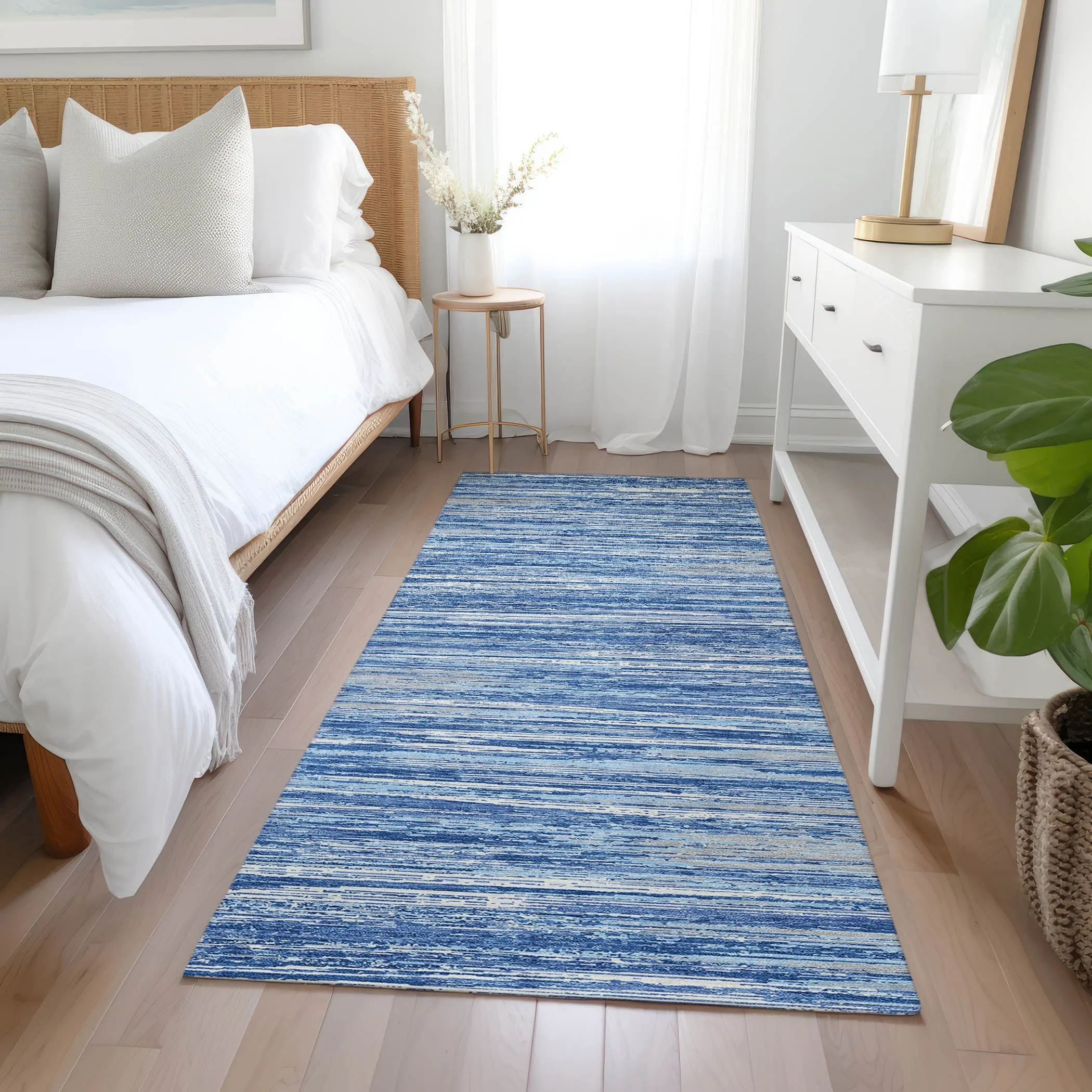 Machine Washable Indoor/ Outdoor Chantille Abstract Stripe Rug