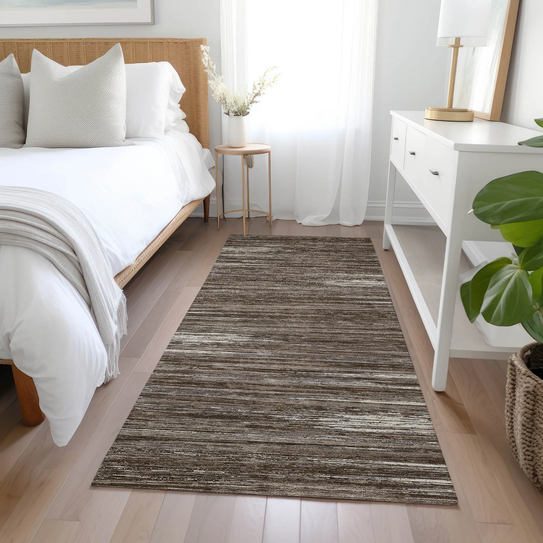 Machine Washable Indoor/ Outdoor Chantille Abstract Stripe Rug
