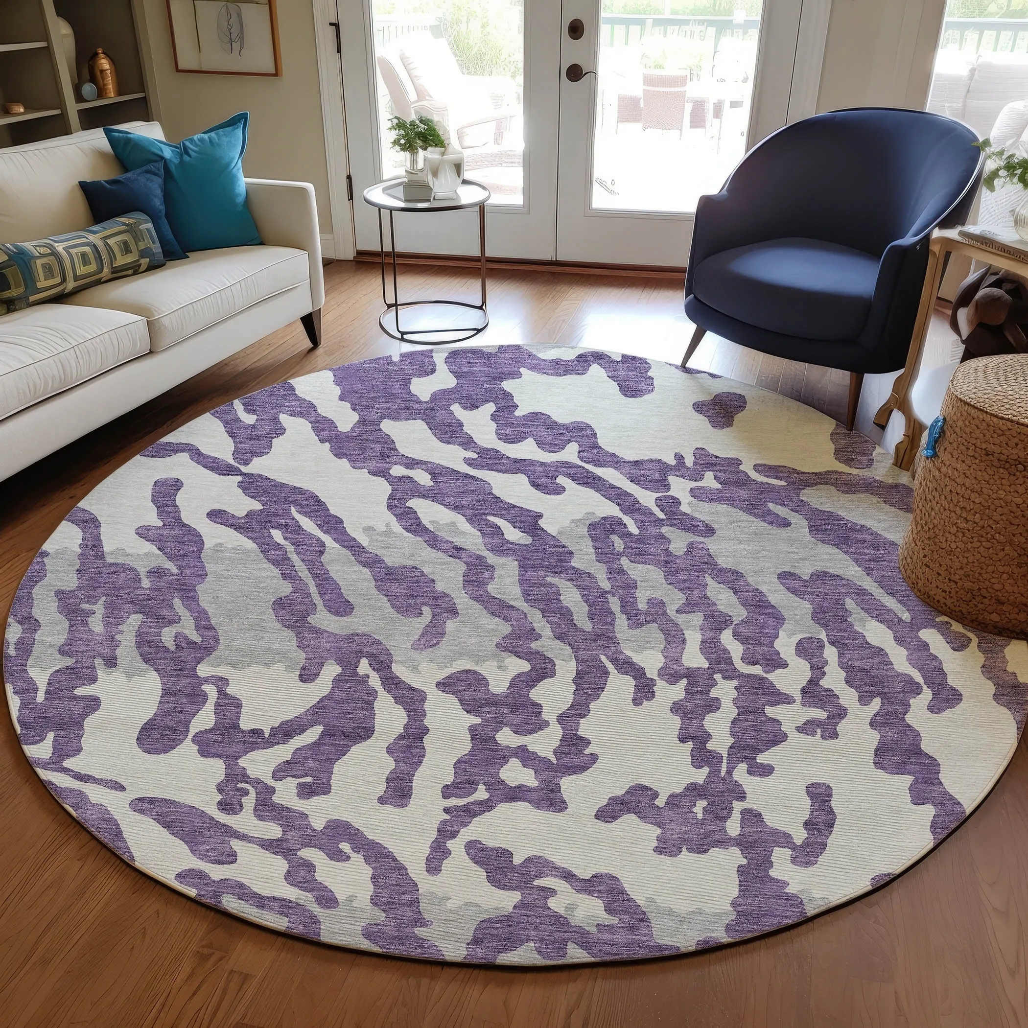 Machine Washable Indoor/ Outdoor Chantille Animal Print Abstract Rug