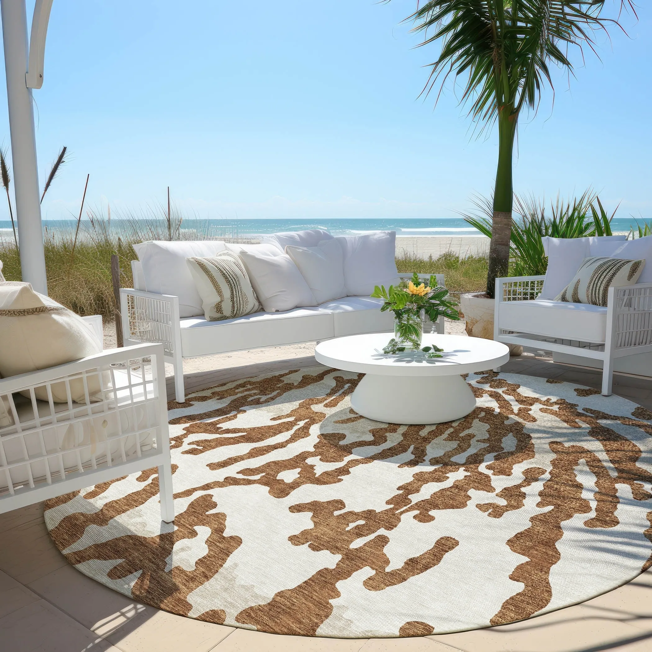 Machine Washable Indoor/ Outdoor Chantille Animal Print Abstract Rug