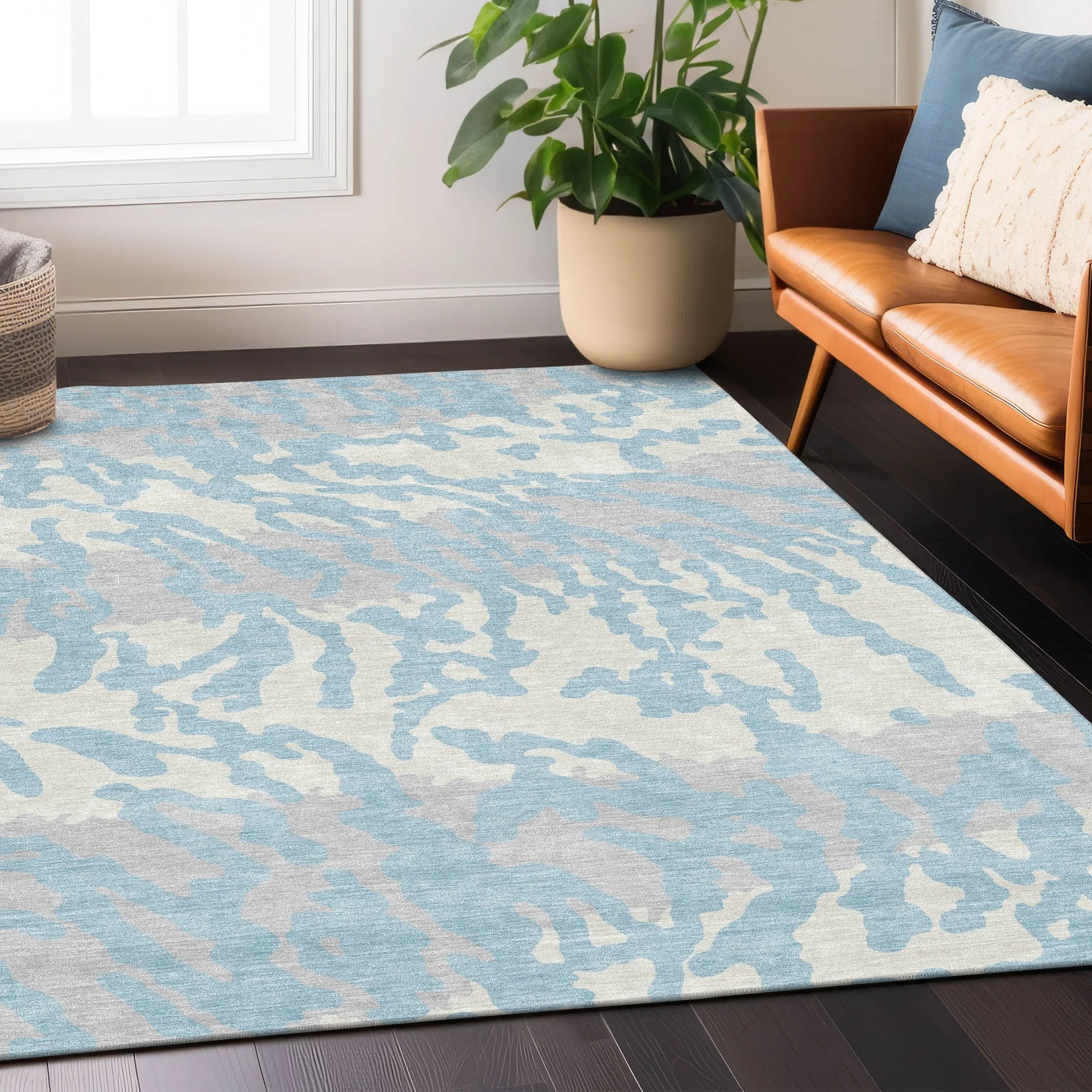 Machine Washable Indoor/ Outdoor Chantille Animal Print Abstract Rug
