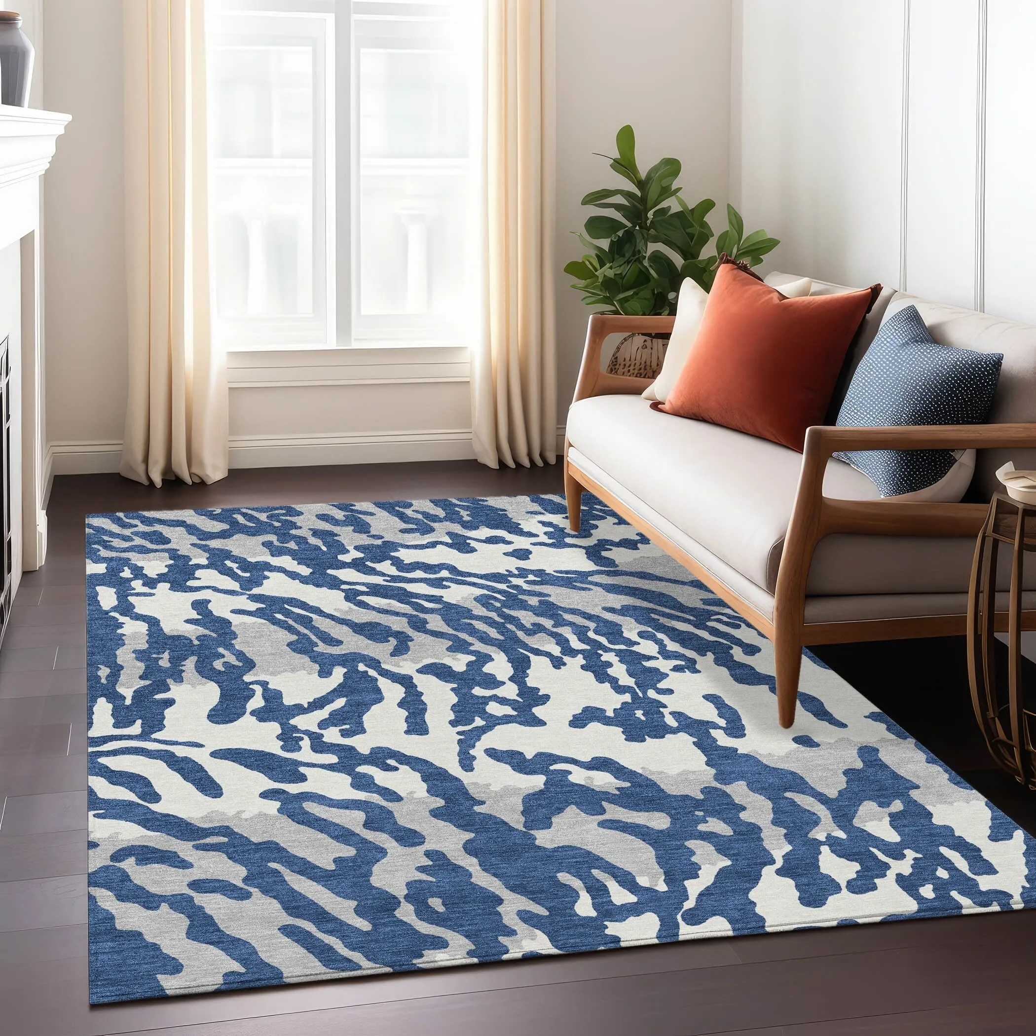 Machine Washable Indoor/ Outdoor Chantille Animal Print Abstract Rug