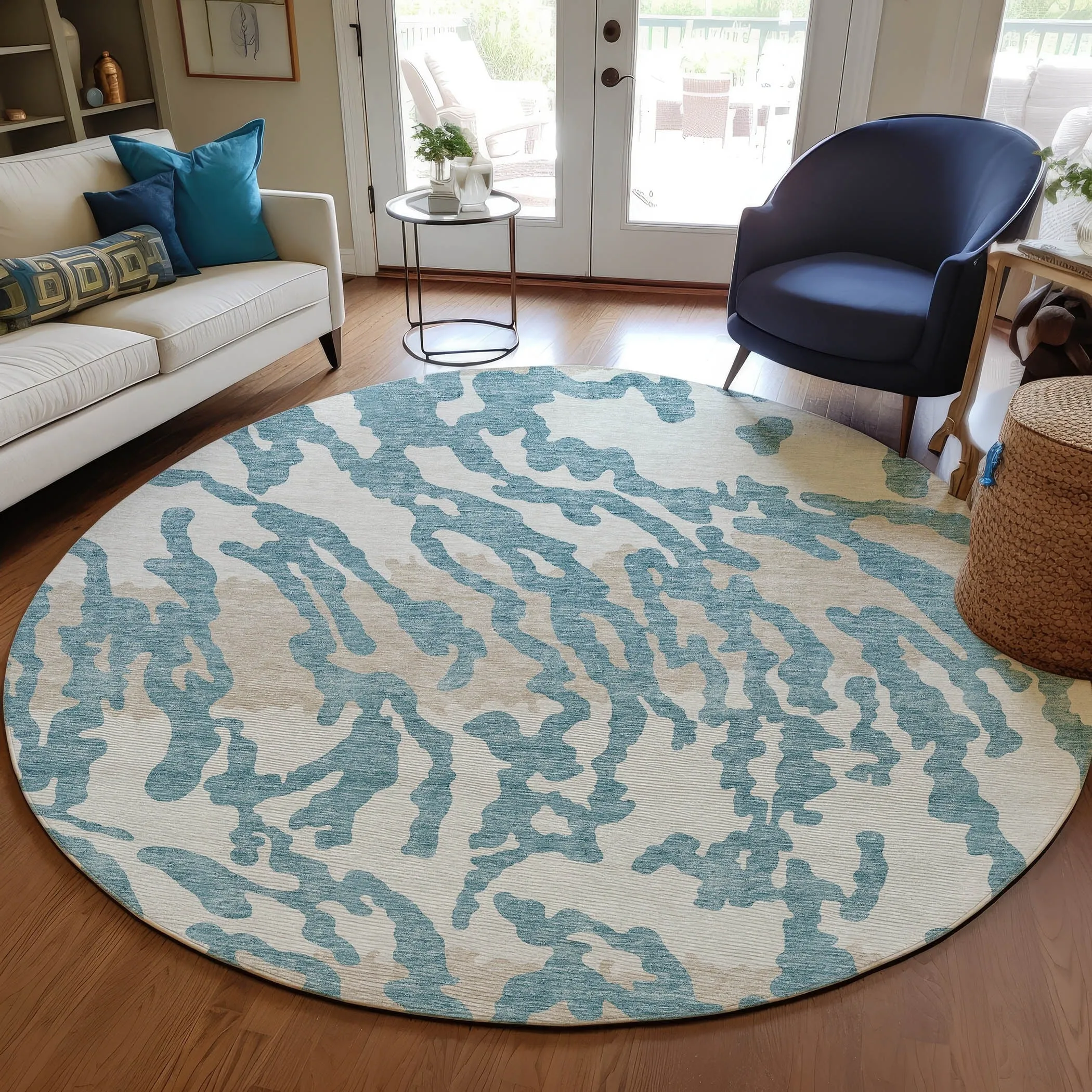 Machine Washable Indoor/ Outdoor Chantille Animal Print Abstract Rug
