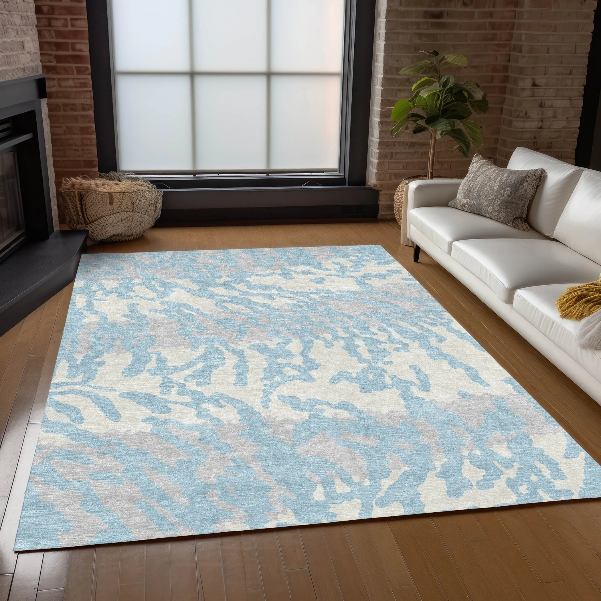 Machine Washable Indoor/ Outdoor Chantille Animal Print Abstract Rug