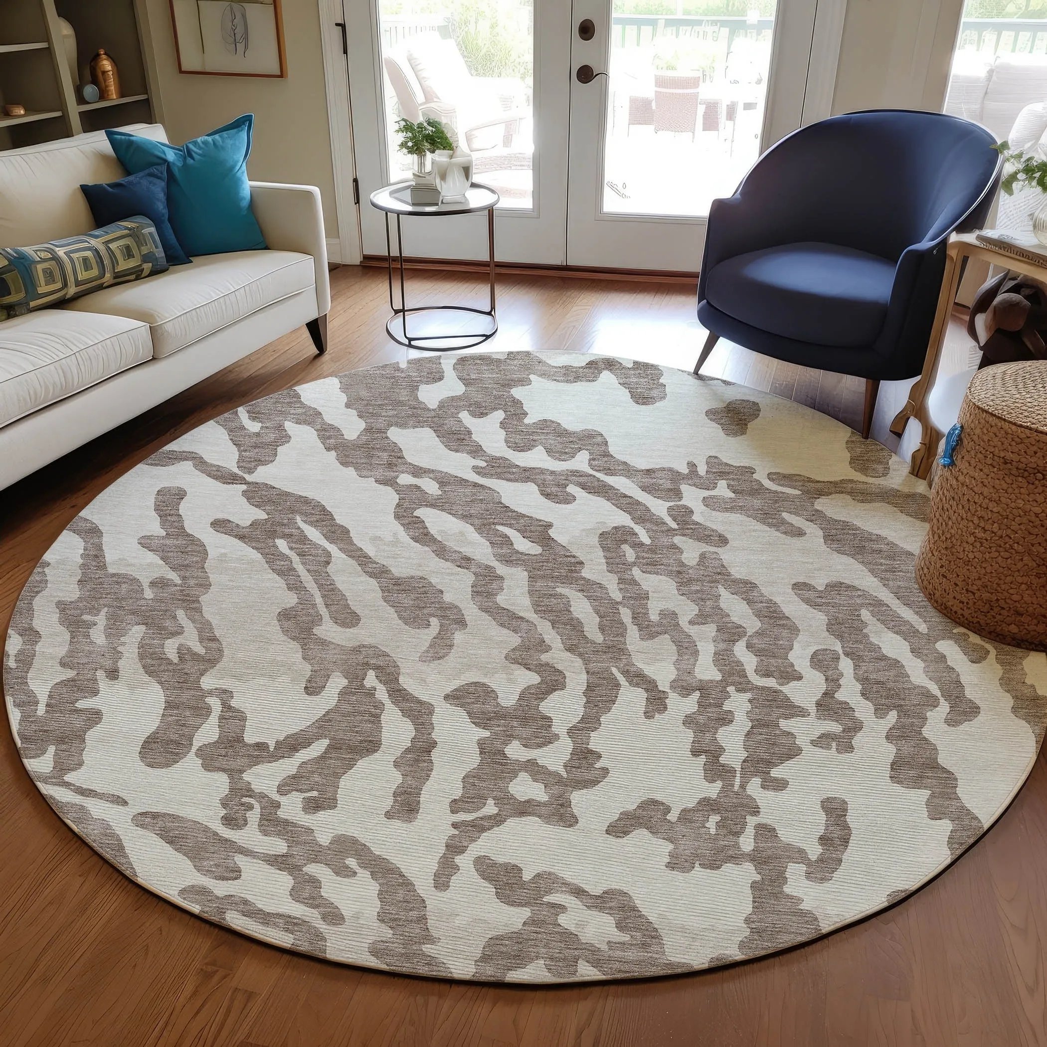 Machine Washable Indoor/ Outdoor Chantille Animal Print Abstract Rug