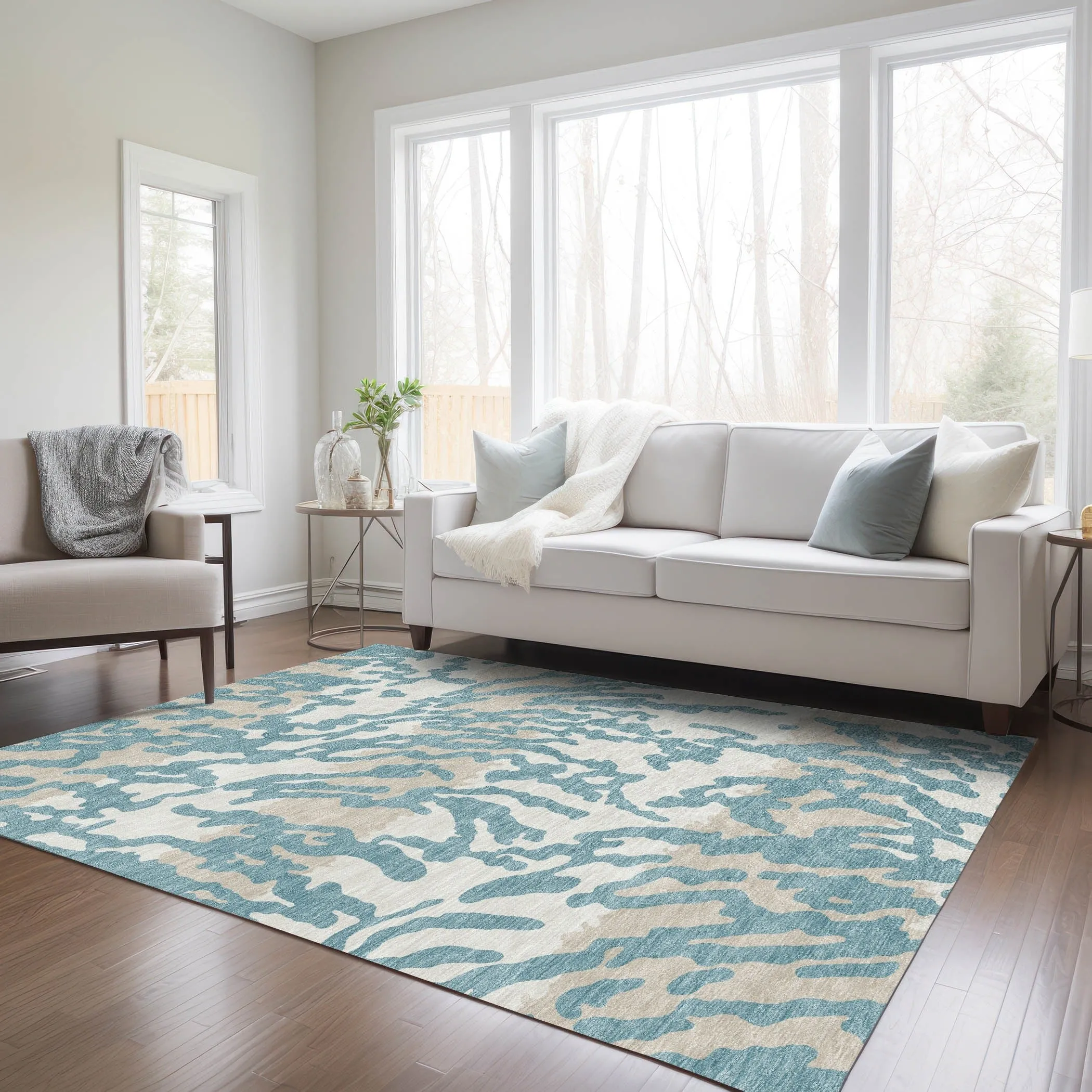 Machine Washable Indoor/ Outdoor Chantille Animal Print Abstract Rug