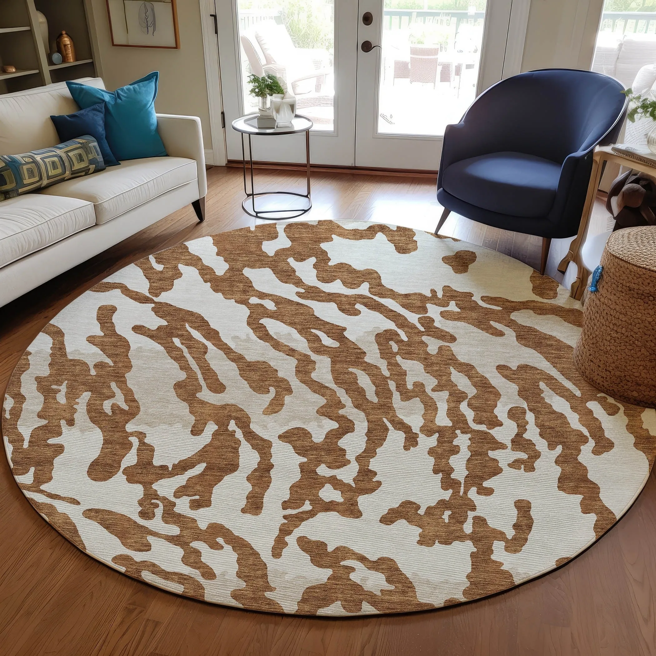 Machine Washable Indoor/ Outdoor Chantille Animal Print Abstract Rug