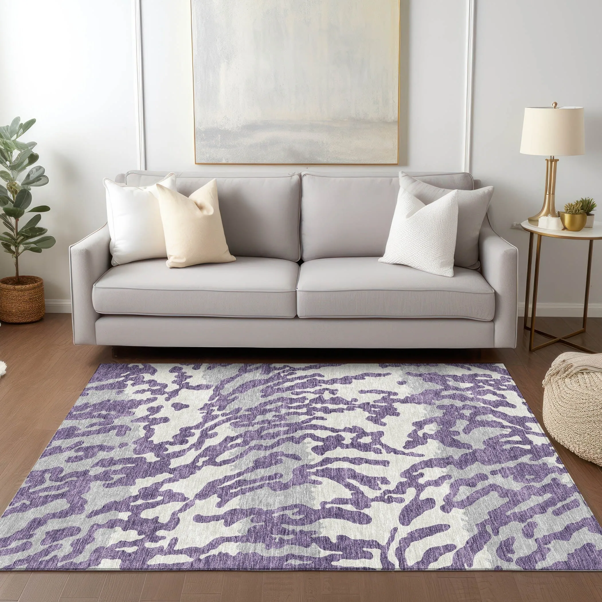 Machine Washable Indoor/ Outdoor Chantille Animal Print Abstract Rug