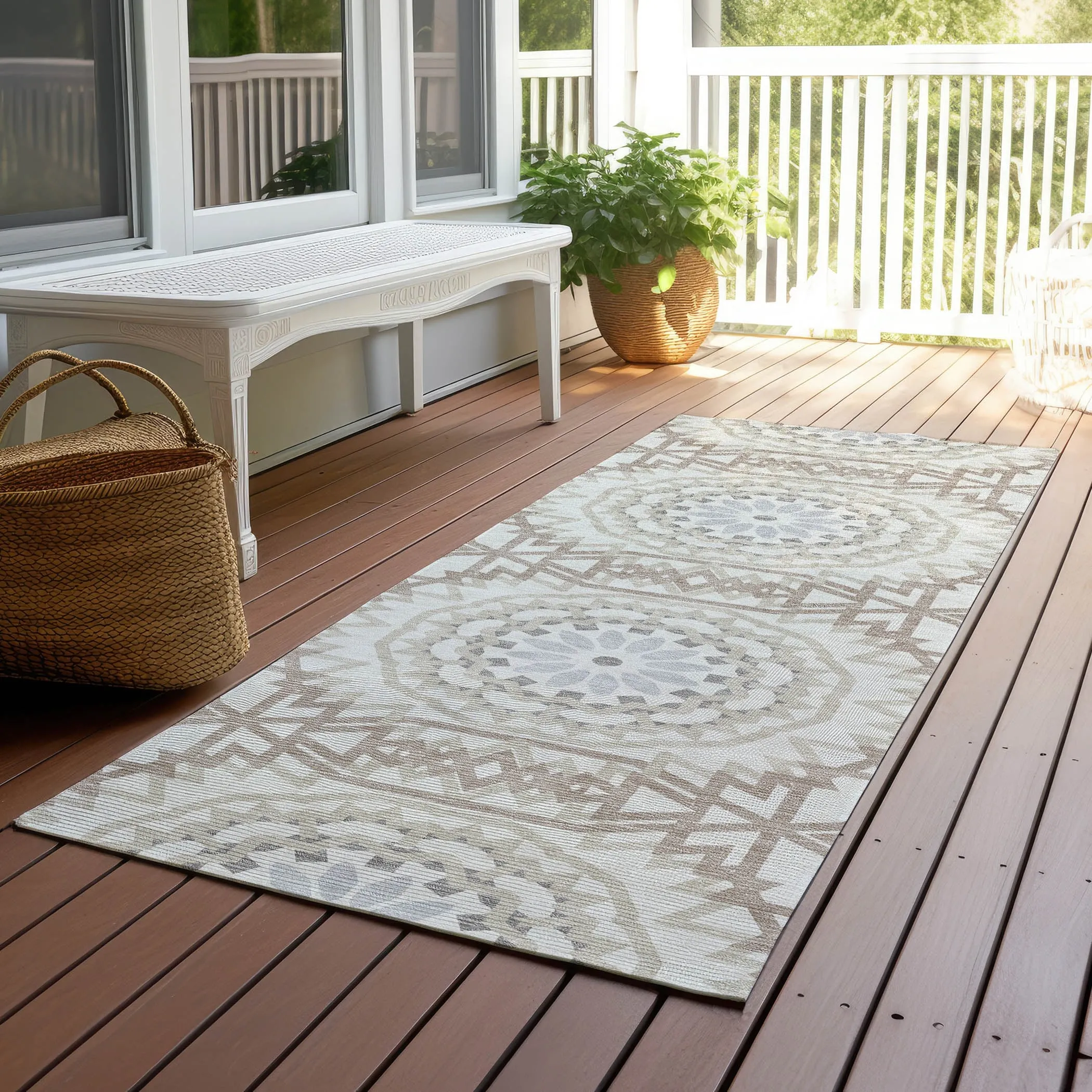 Machine Washable Indoor/ Outdoor Chantille Boho Moroccan Rug