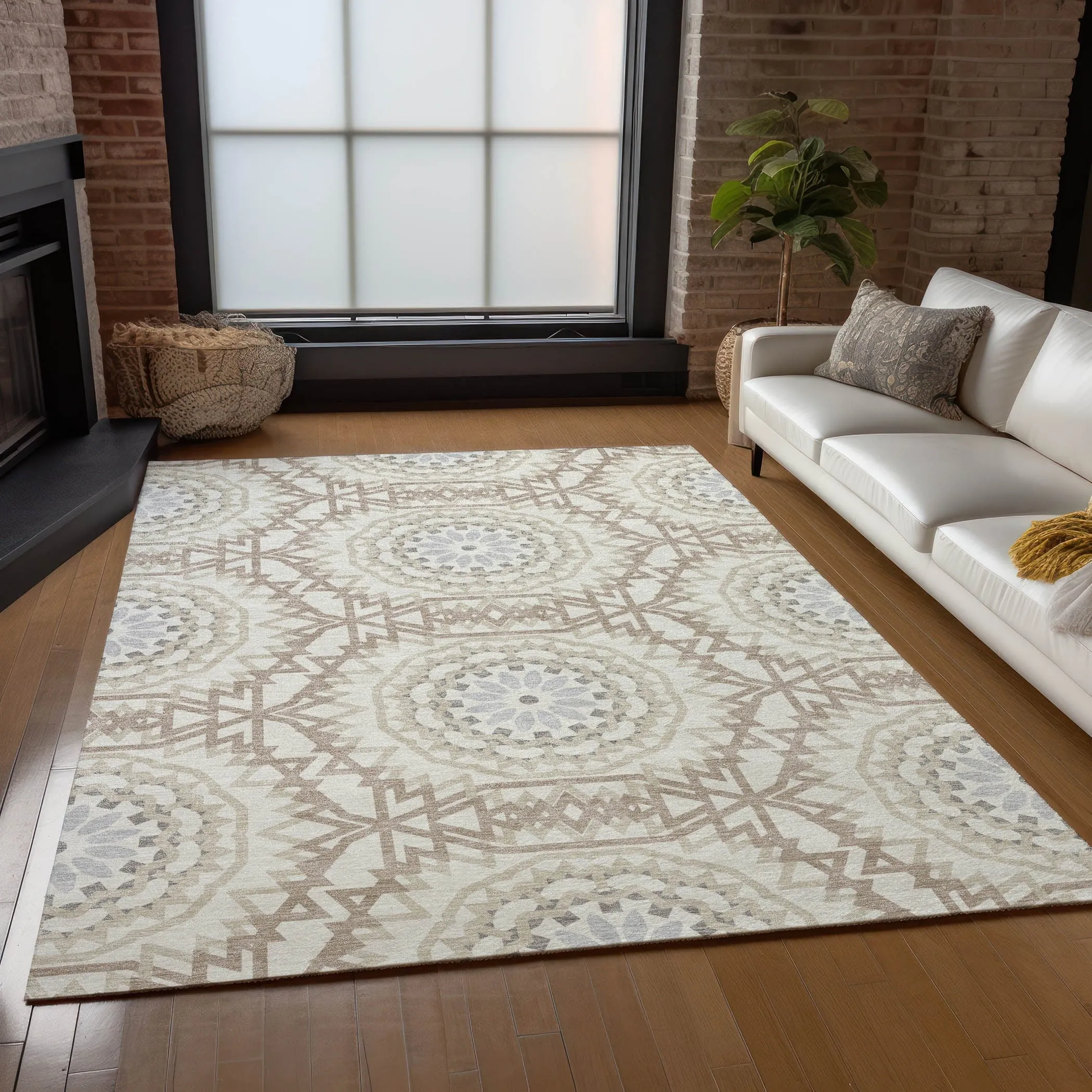 Machine Washable Indoor/ Outdoor Chantille Boho Moroccan Rug
