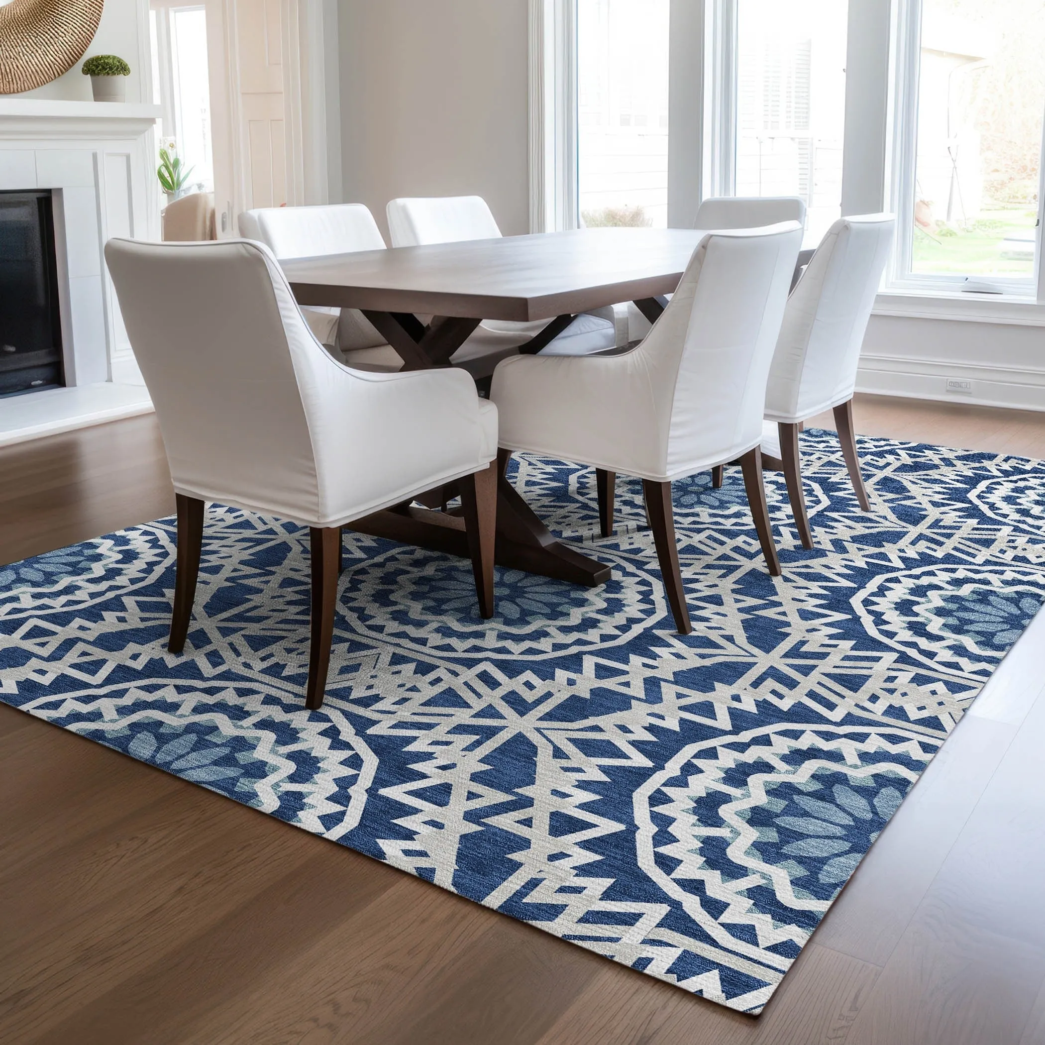 Machine Washable Indoor/ Outdoor Chantille Boho Moroccan Rug