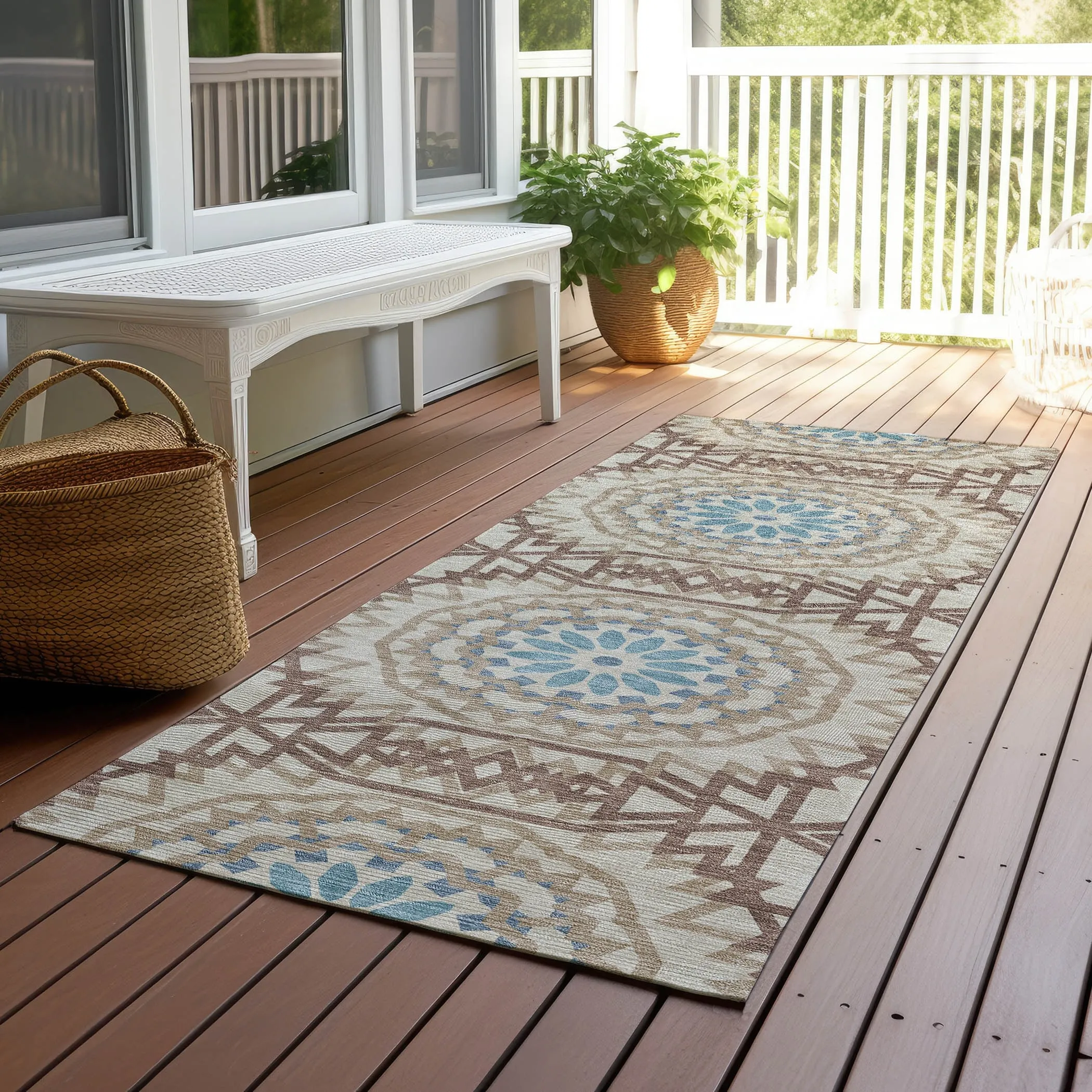 Machine Washable Indoor/ Outdoor Chantille Boho Moroccan Rug