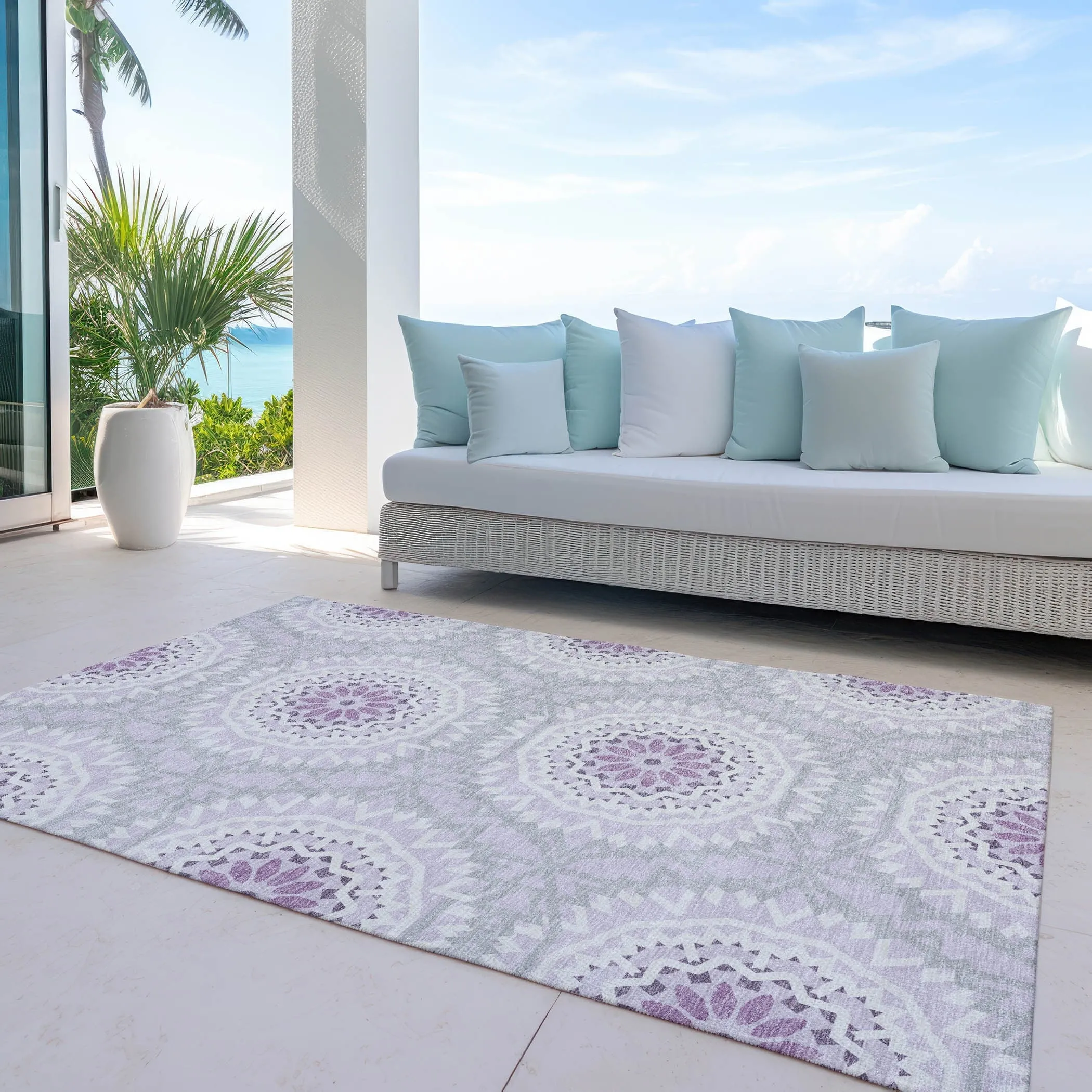Machine Washable Indoor/ Outdoor Chantille Boho Moroccan Rug