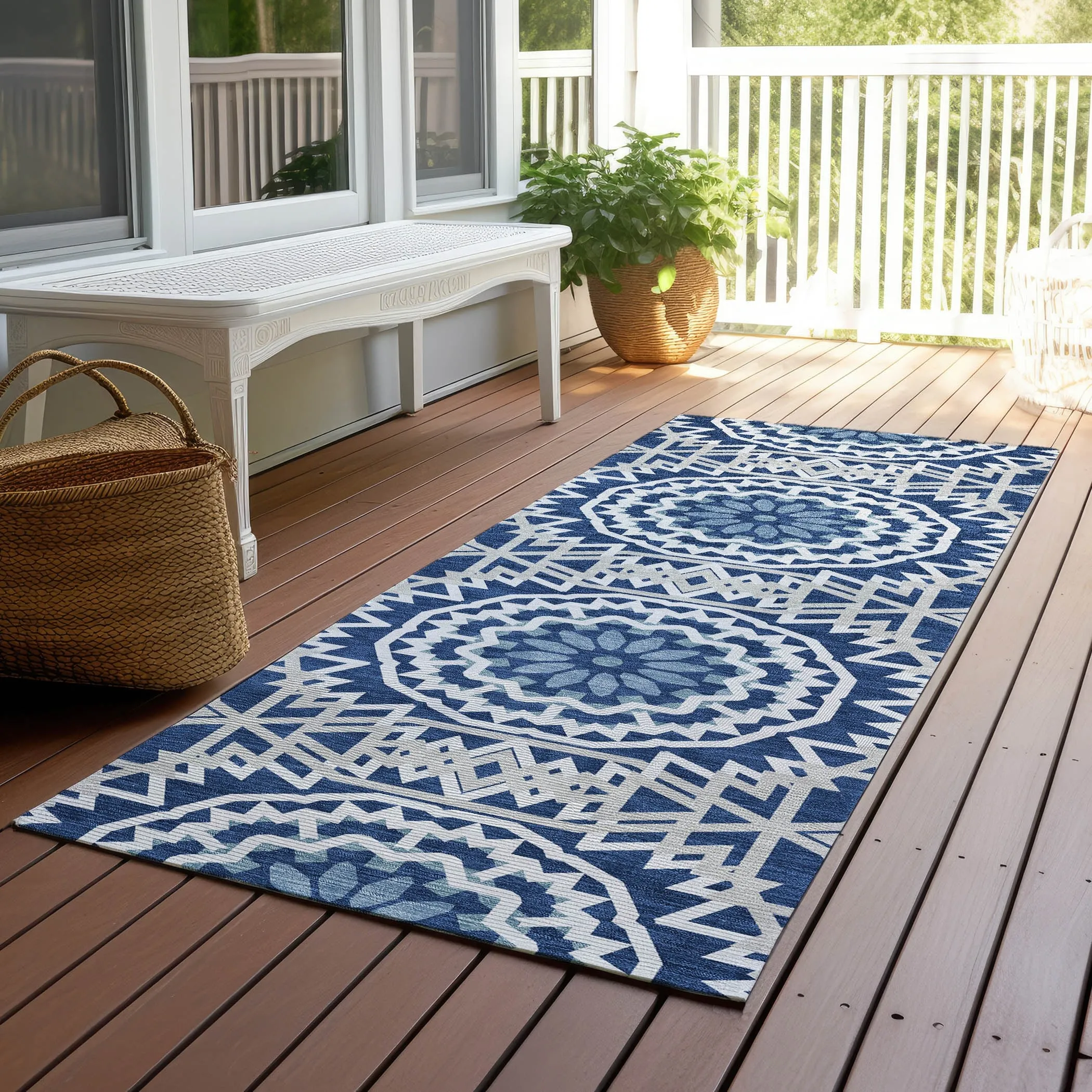 Machine Washable Indoor/ Outdoor Chantille Boho Moroccan Rug
