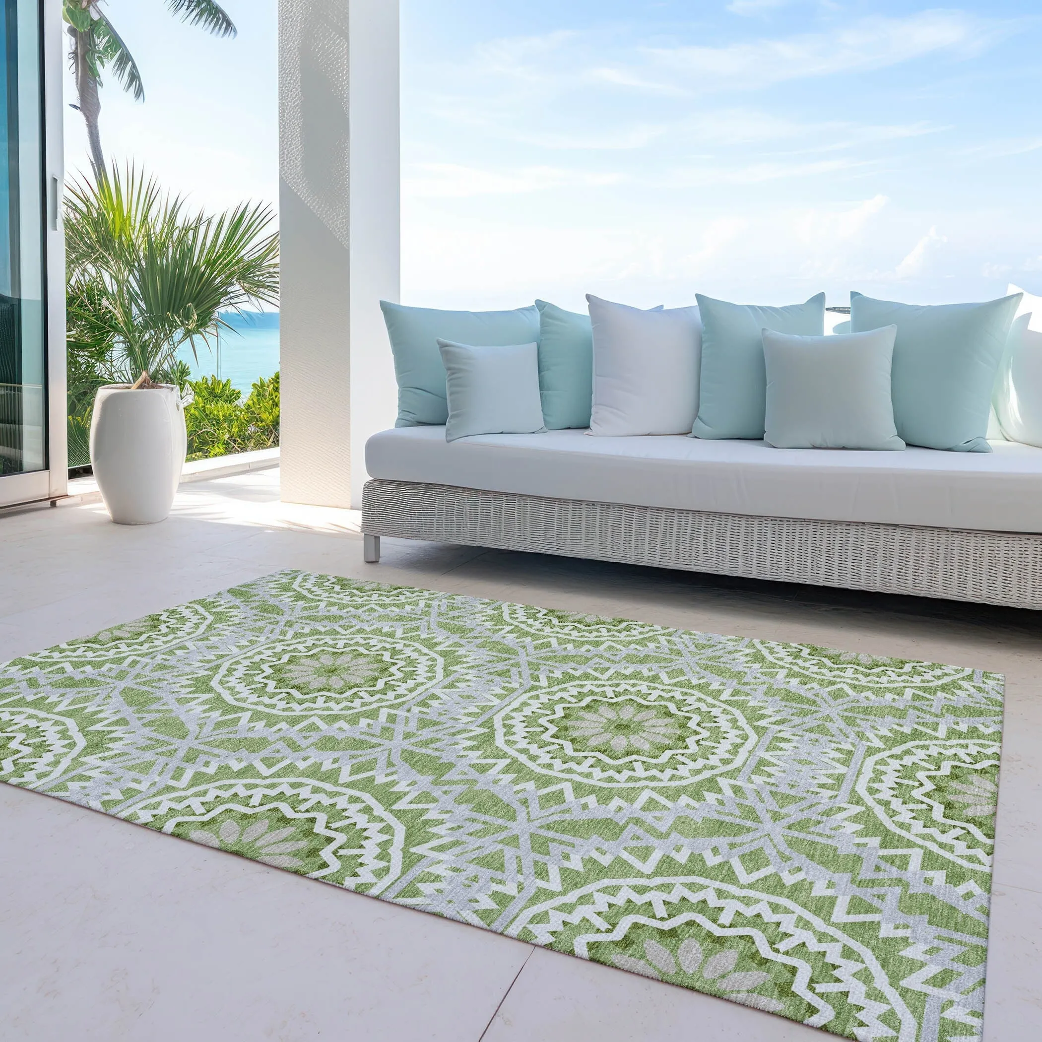 Machine Washable Indoor/ Outdoor Chantille Boho Moroccan Rug