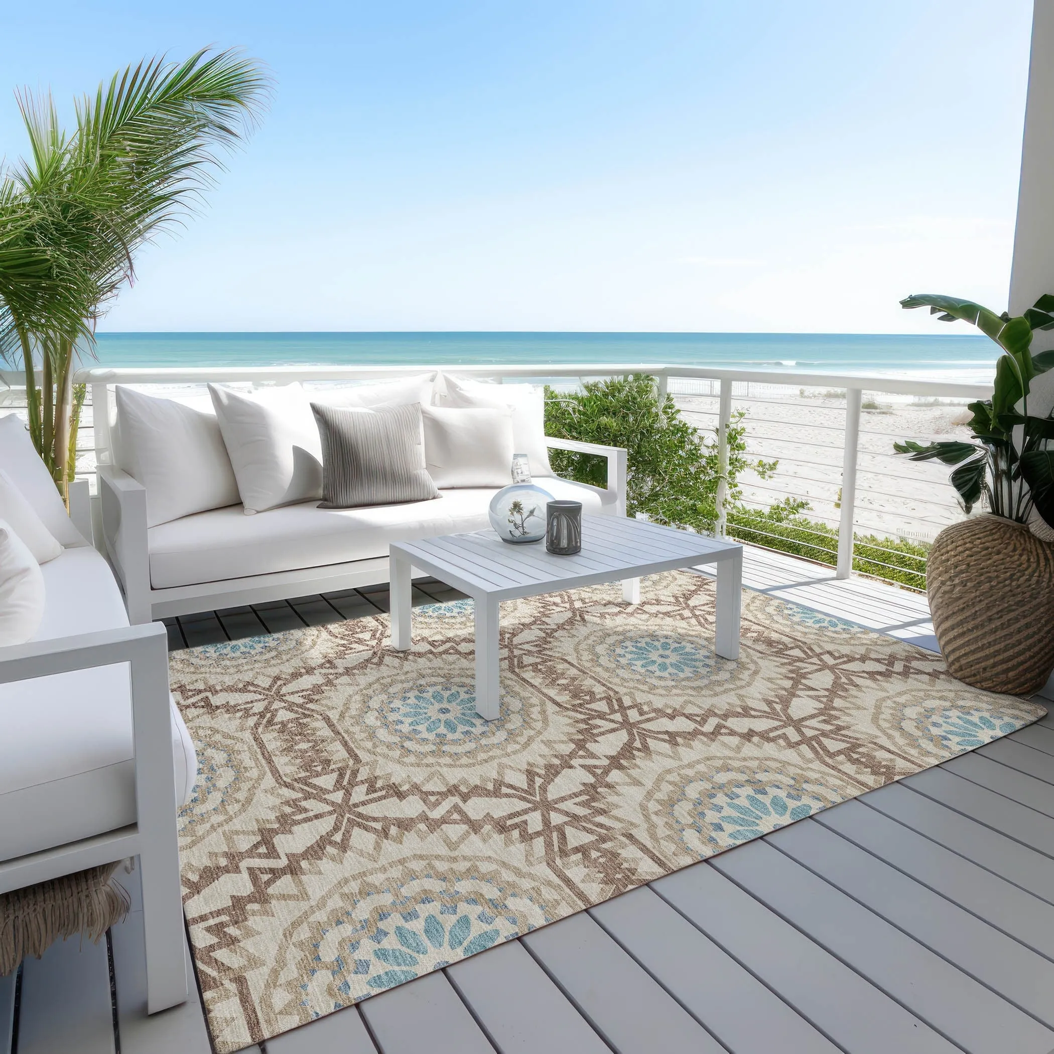 Machine Washable Indoor/ Outdoor Chantille Boho Moroccan Rug