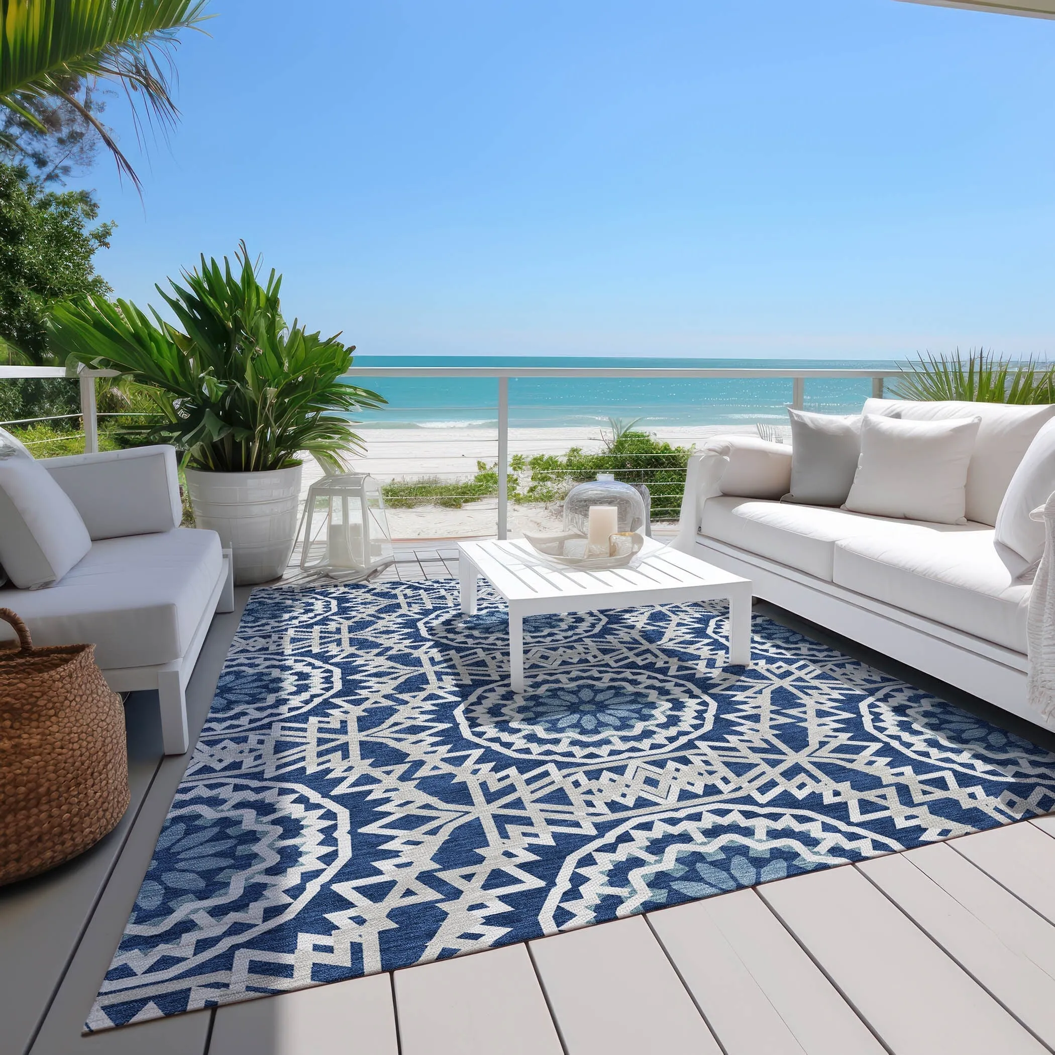 Machine Washable Indoor/ Outdoor Chantille Boho Moroccan Rug