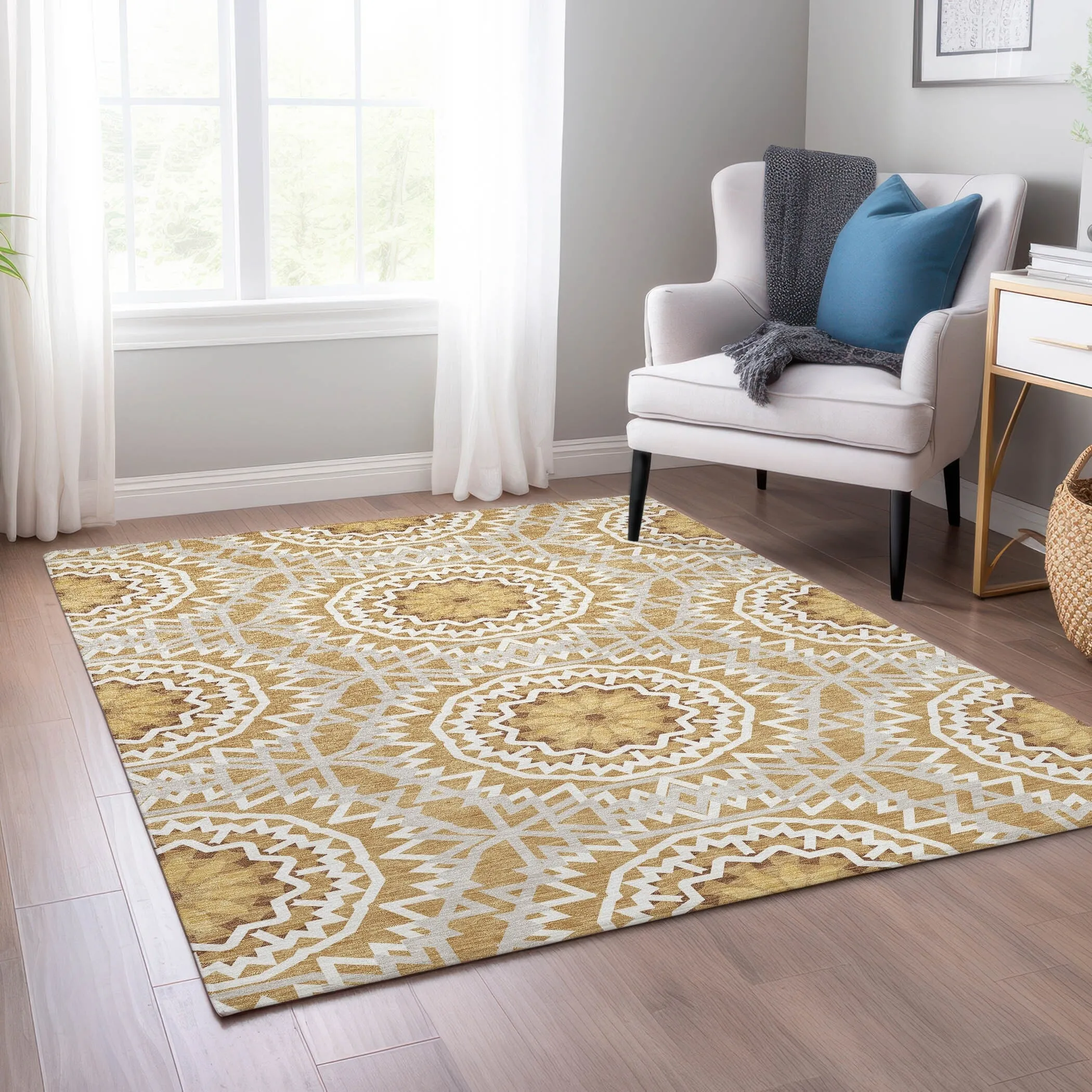 Machine Washable Indoor/ Outdoor Chantille Boho Moroccan Rug