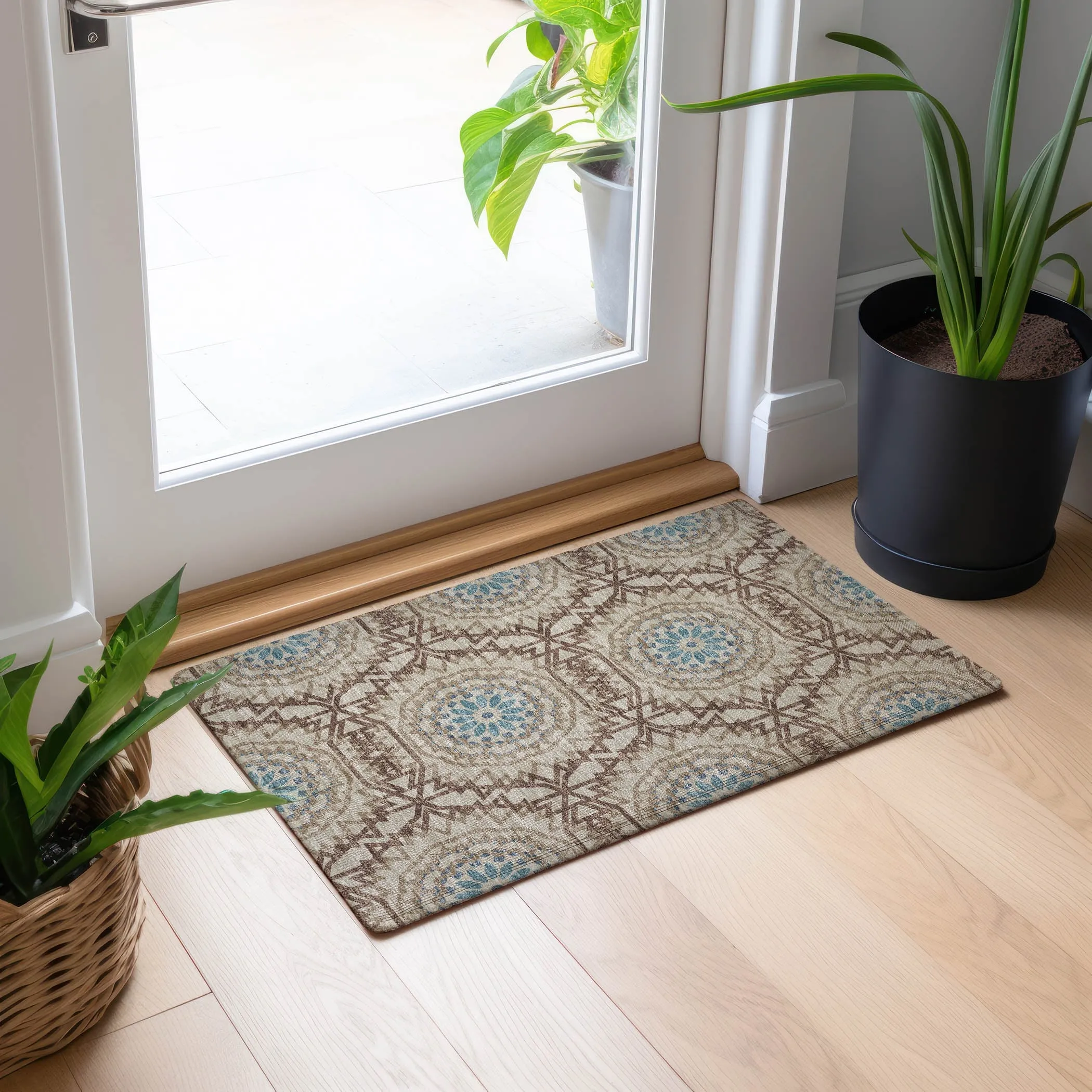 Machine Washable Indoor/ Outdoor Chantille Boho Moroccan Rug