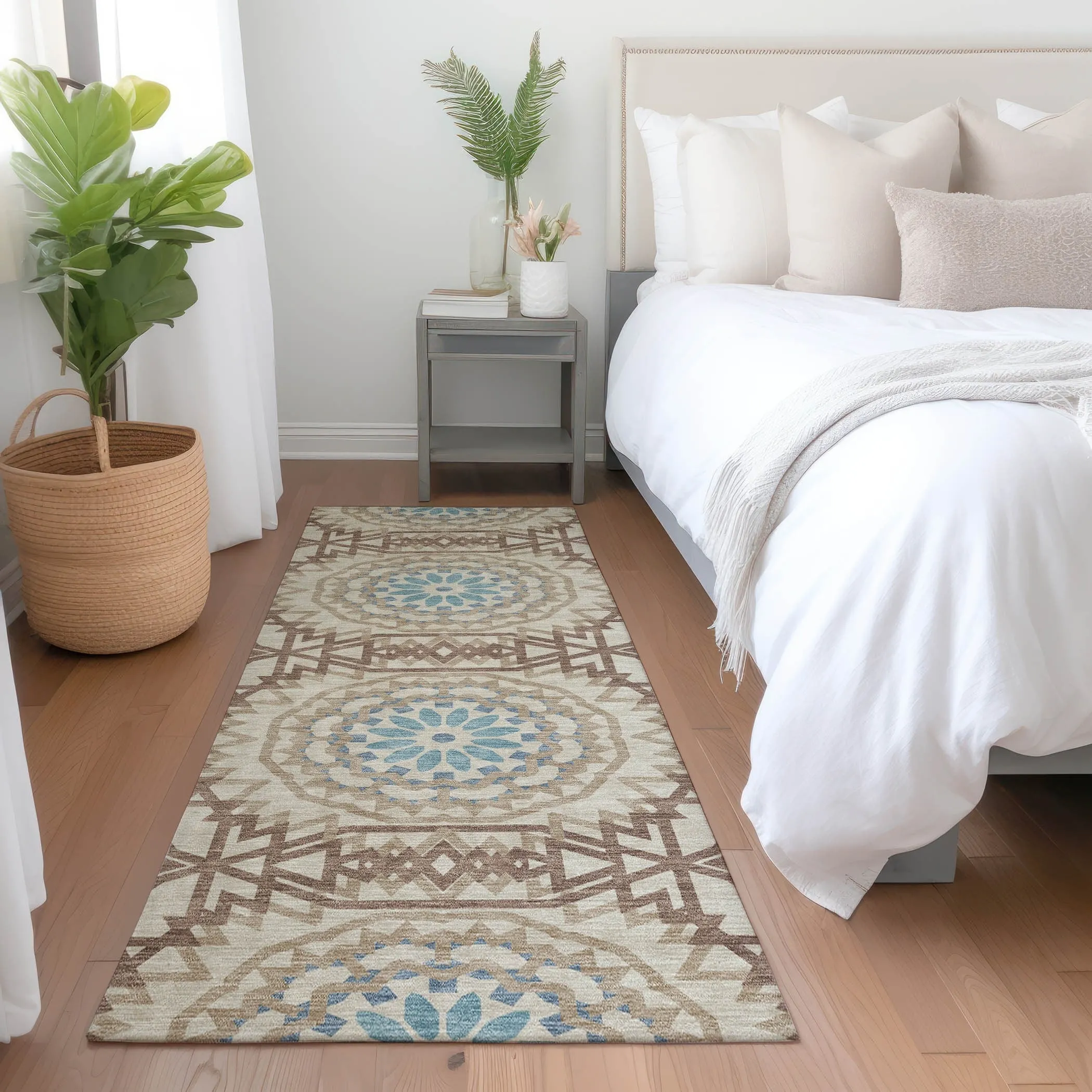Machine Washable Indoor/ Outdoor Chantille Boho Moroccan Rug