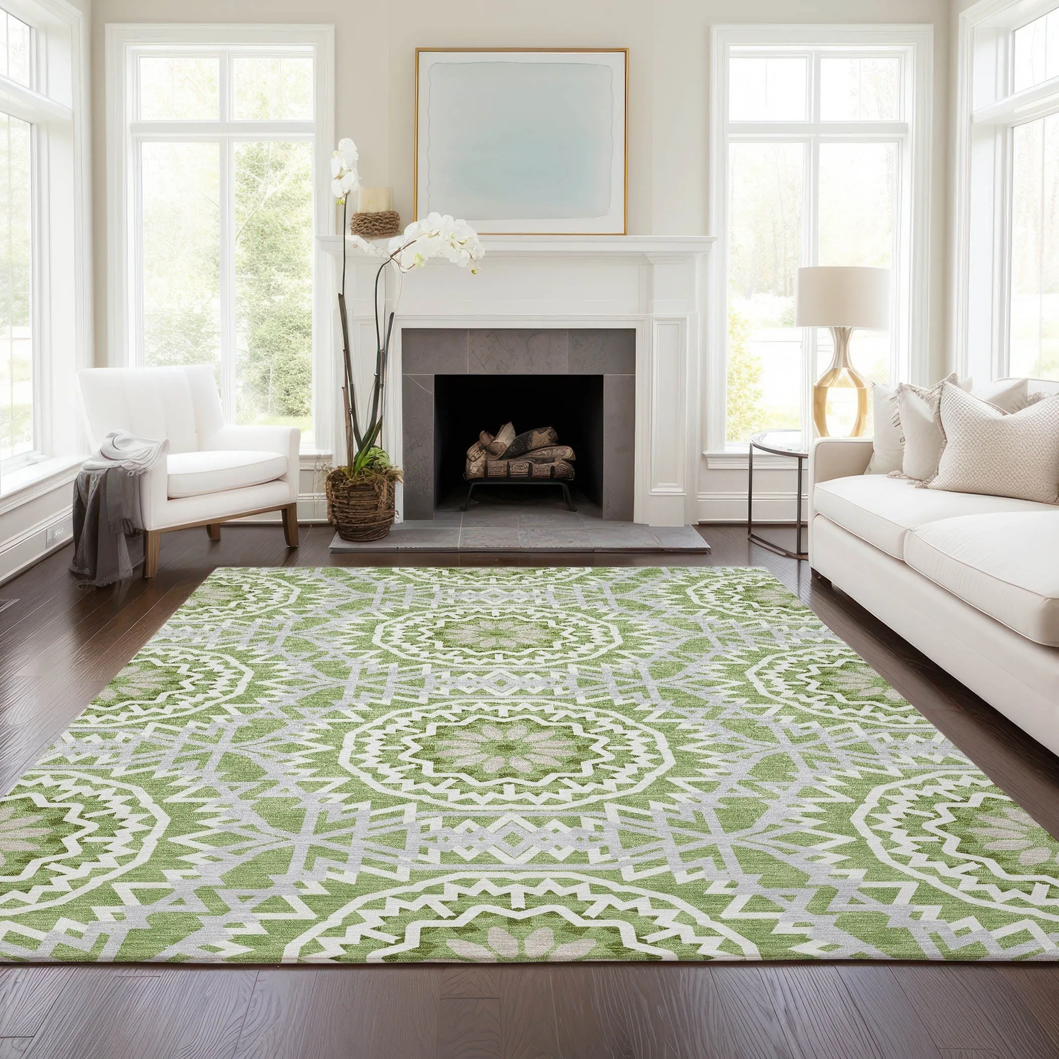Machine Washable Indoor/ Outdoor Chantille Boho Moroccan Rug