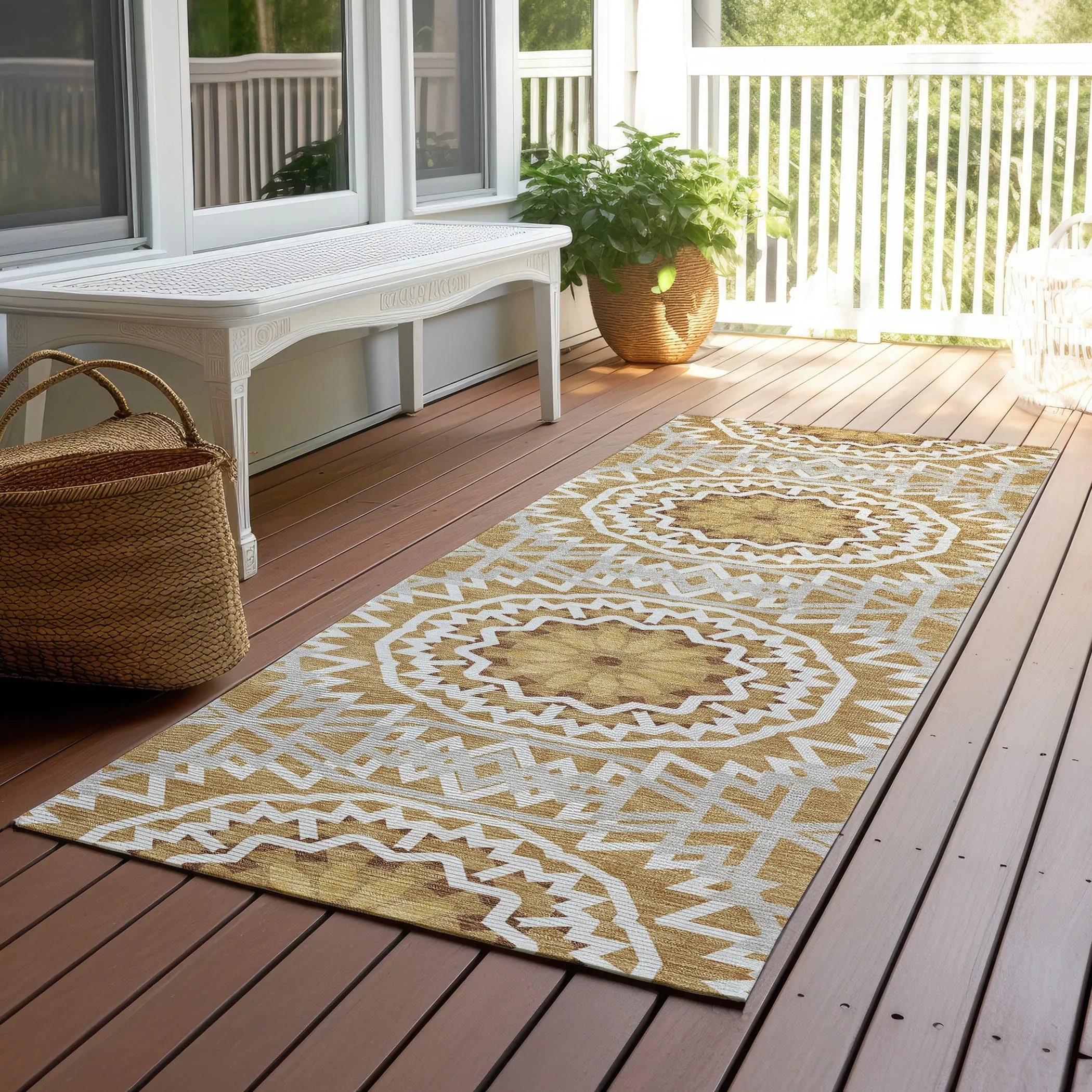 Machine Washable Indoor/ Outdoor Chantille Boho Moroccan Rug