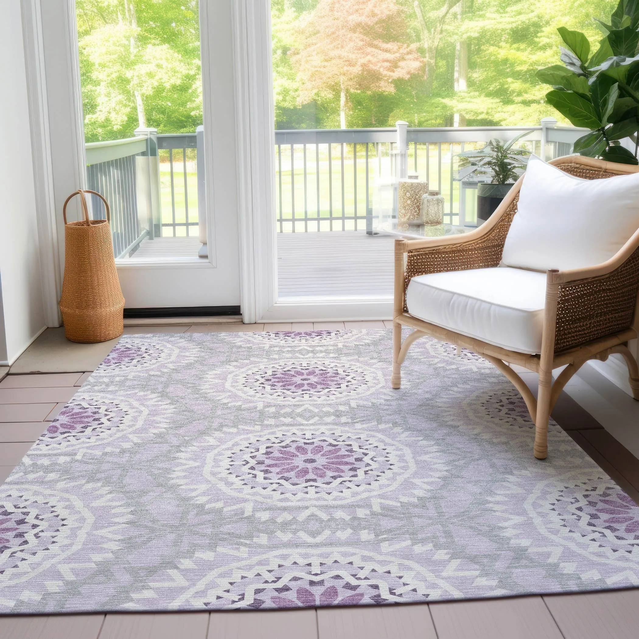 Machine Washable Indoor/ Outdoor Chantille Boho Moroccan Rug