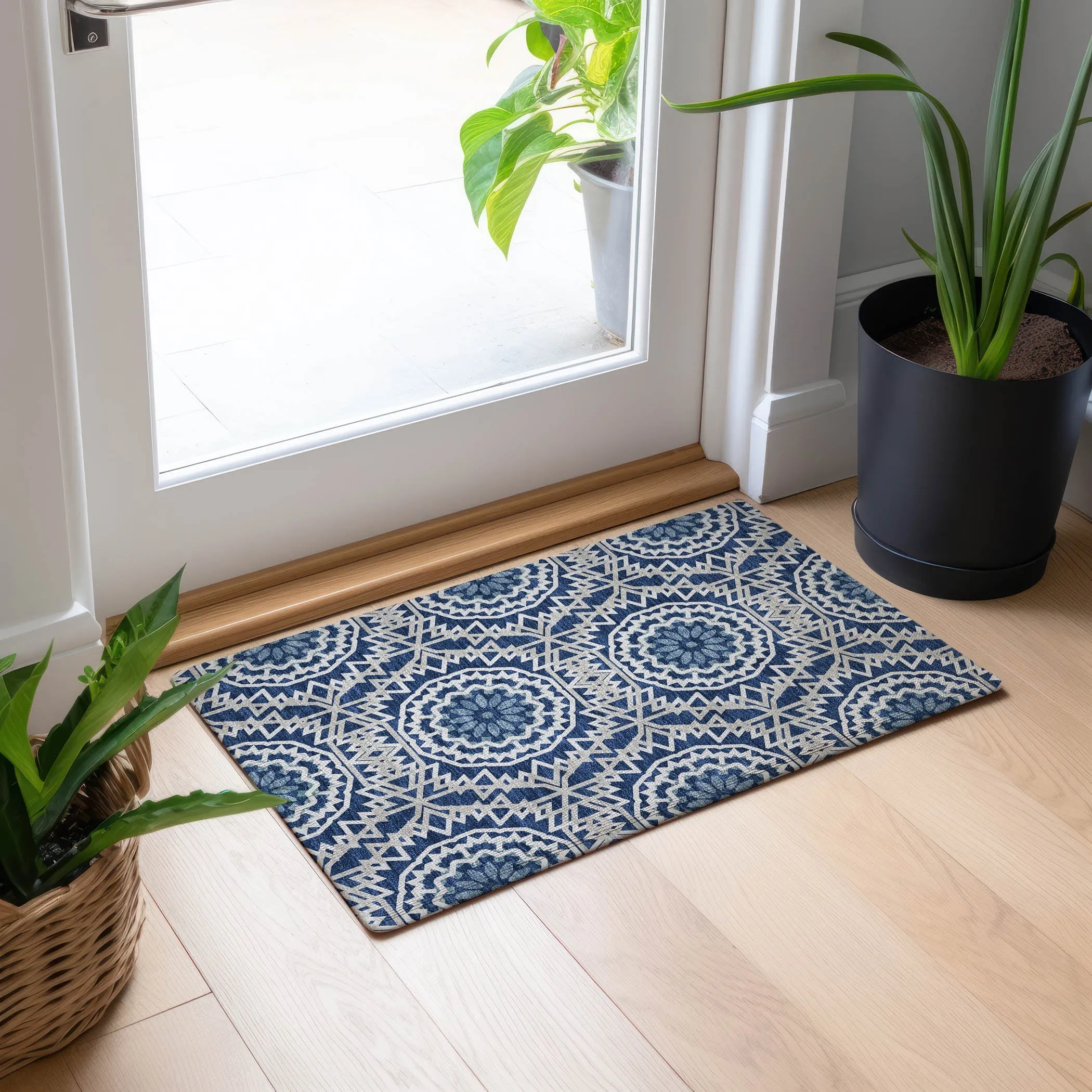 Machine Washable Indoor/ Outdoor Chantille Boho Moroccan Rug