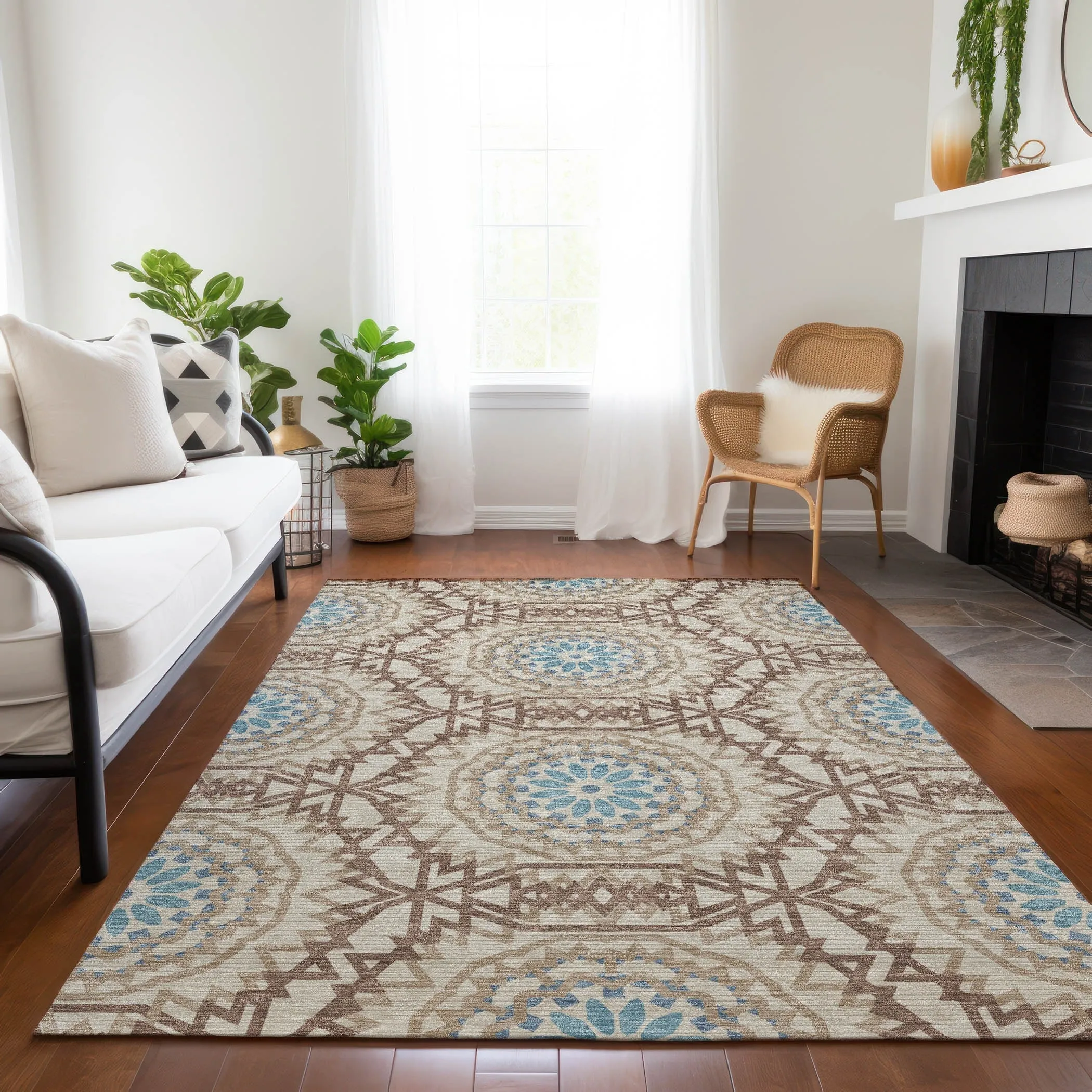 Machine Washable Indoor/ Outdoor Chantille Boho Moroccan Rug