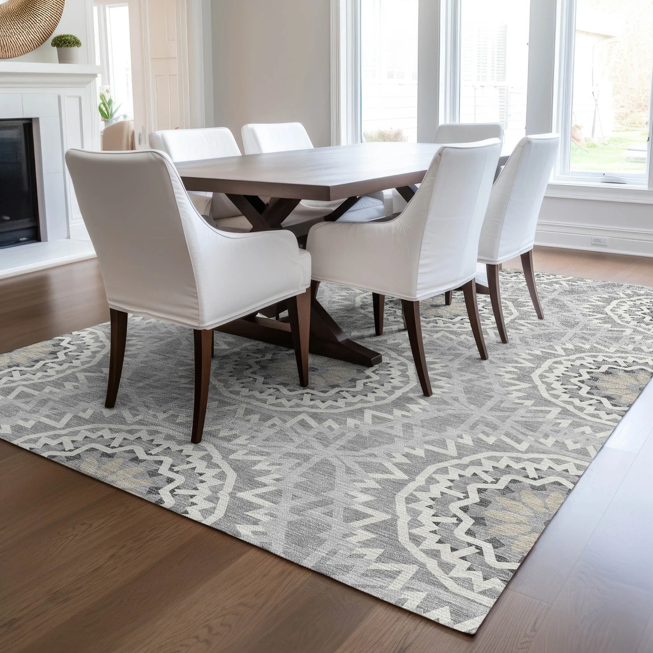 Machine Washable Indoor/ Outdoor Chantille Boho Moroccan Rug