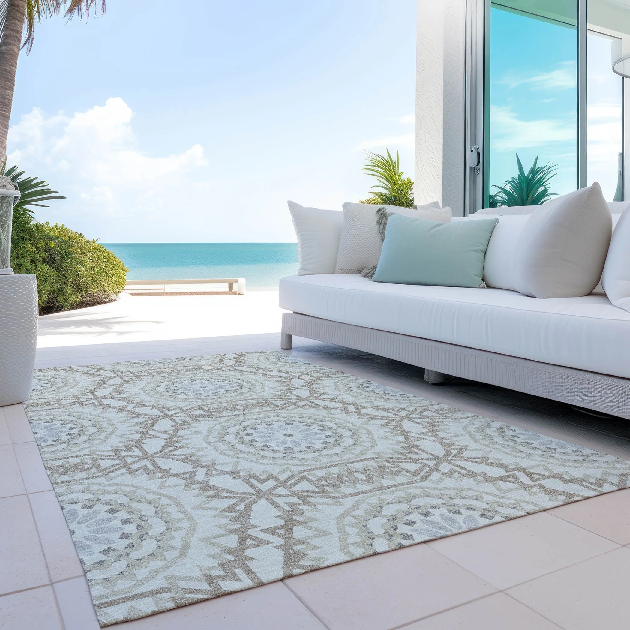 Machine Washable Indoor/ Outdoor Chantille Boho Moroccan Rug