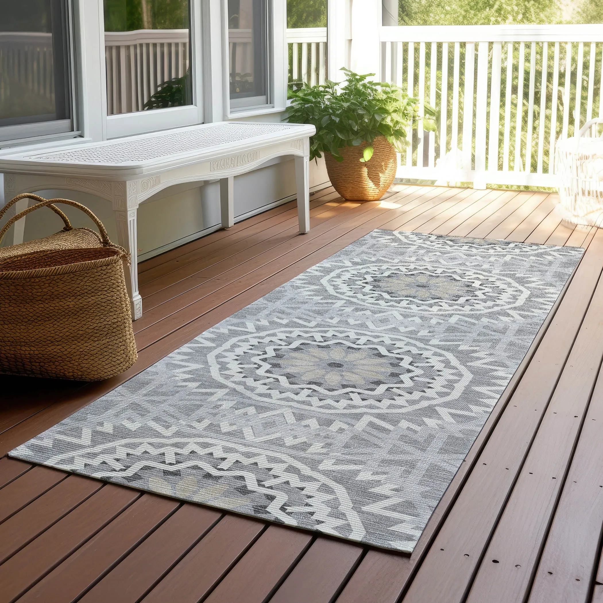 Machine Washable Indoor/ Outdoor Chantille Boho Moroccan Rug