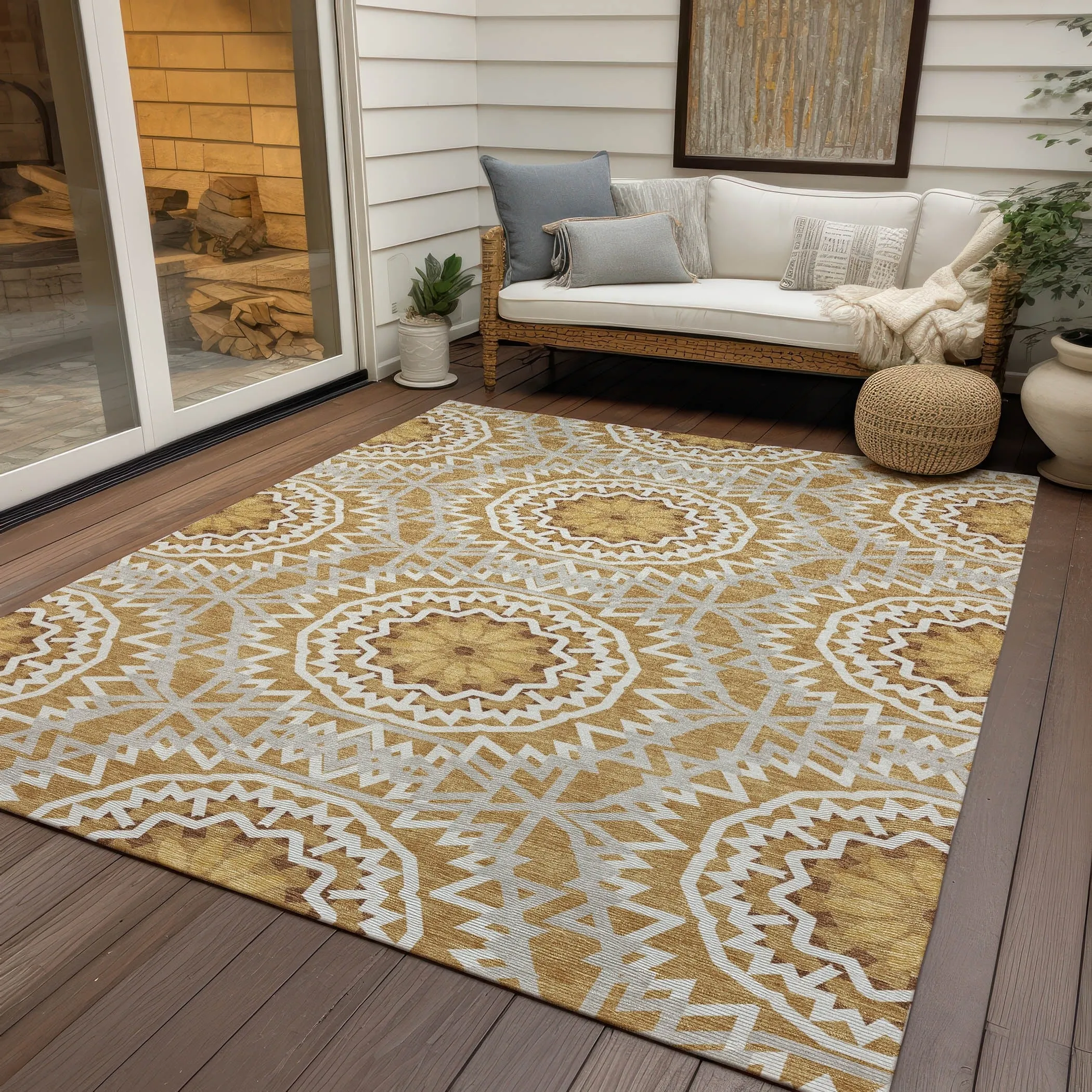 Machine Washable Indoor/ Outdoor Chantille Boho Moroccan Rug