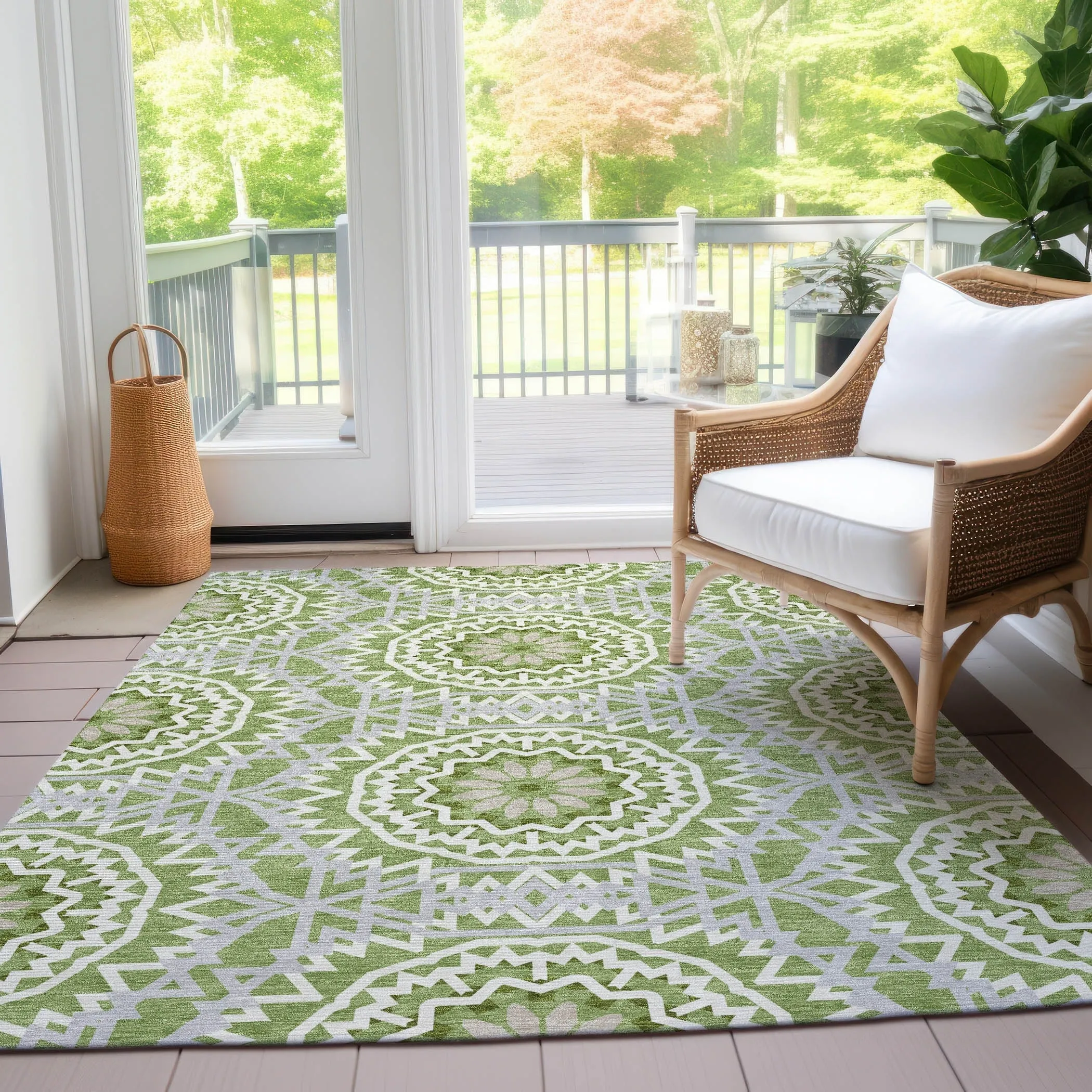 Machine Washable Indoor/ Outdoor Chantille Boho Moroccan Rug