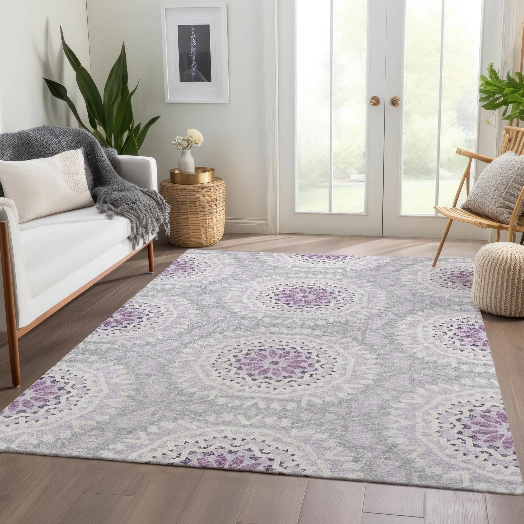 Machine Washable Indoor/ Outdoor Chantille Boho Moroccan Rug