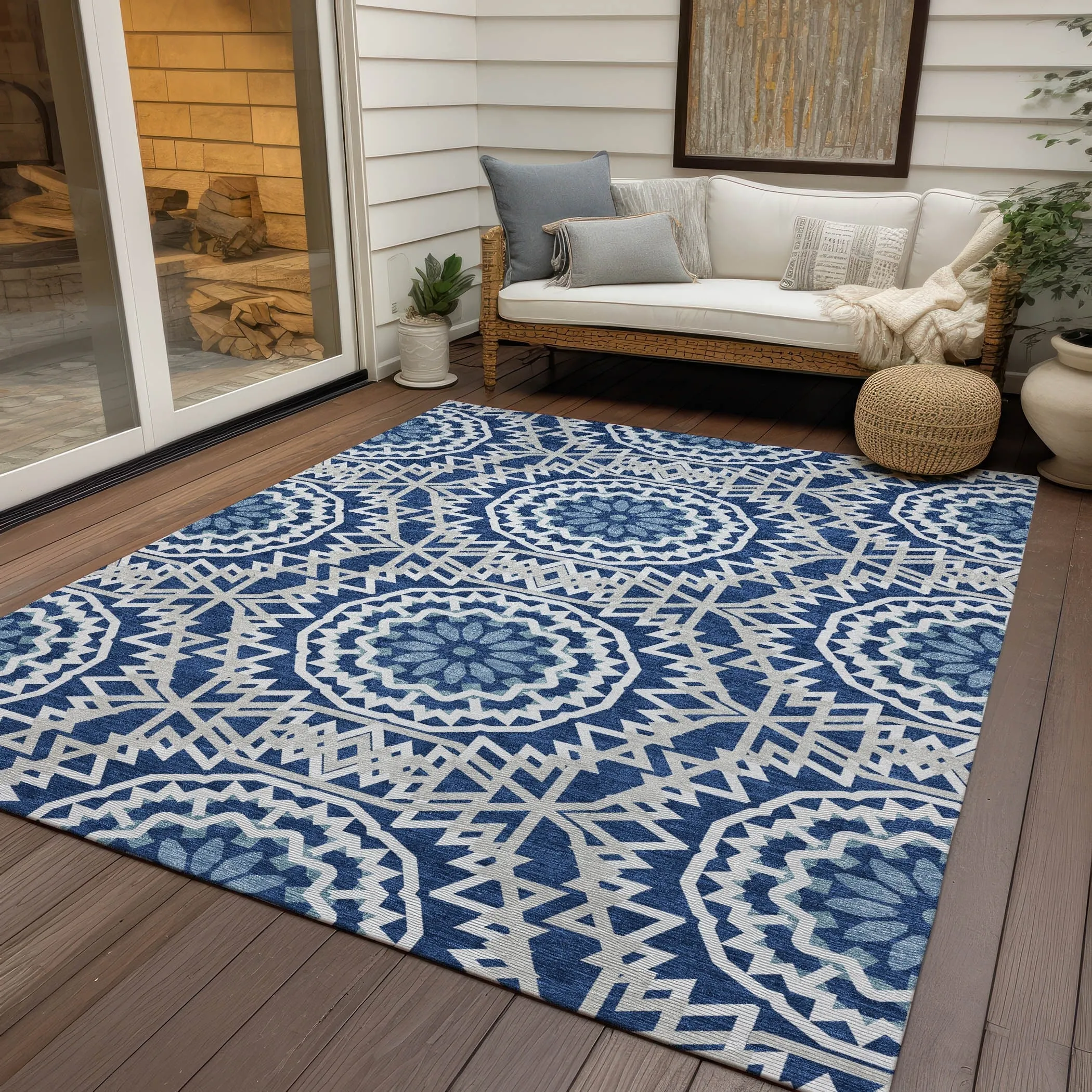 Machine Washable Indoor/ Outdoor Chantille Boho Moroccan Rug