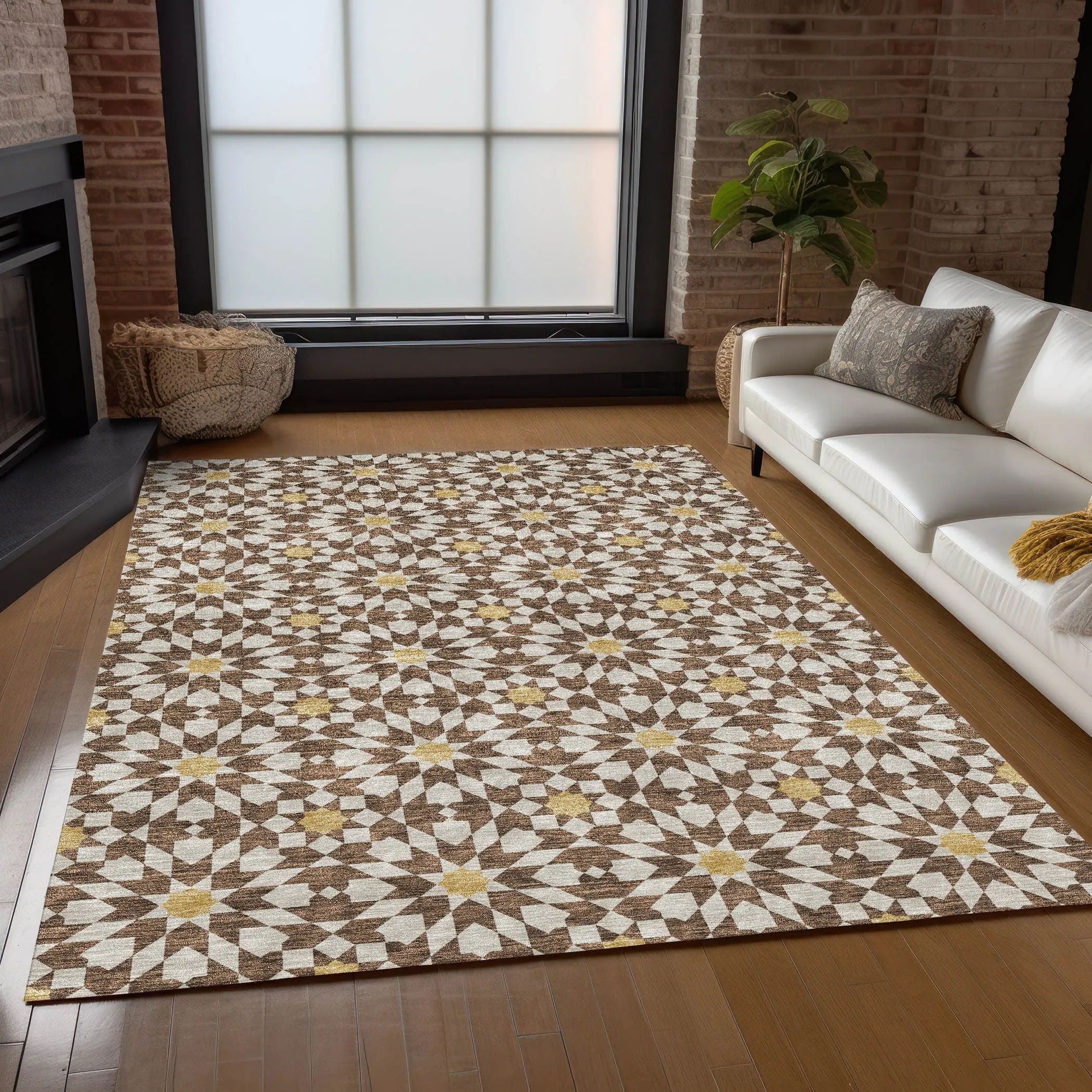 Machine Washable Indoor/ Outdoor Chantille Boho Morrocan Rug