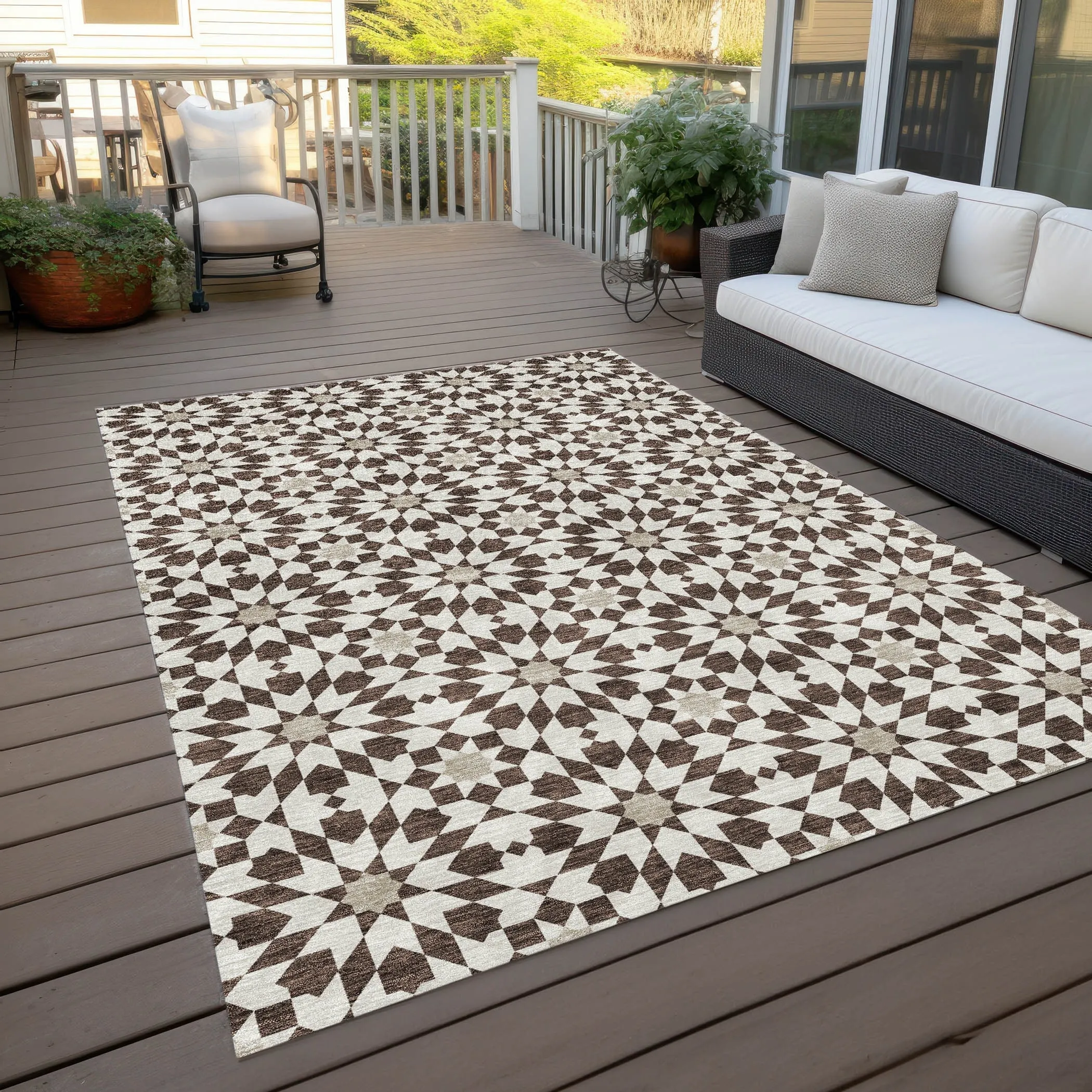 Machine Washable Indoor/ Outdoor Chantille Boho Morrocan Rug