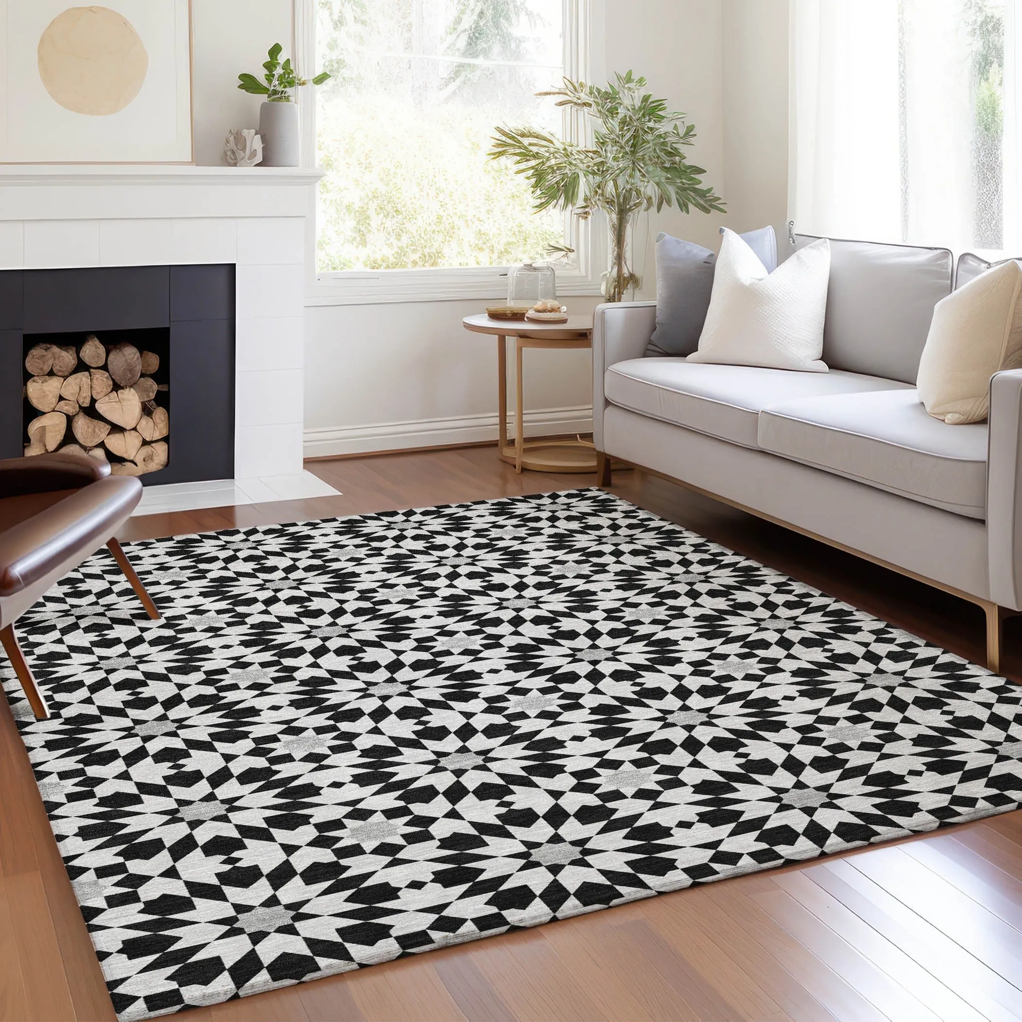 Machine Washable Indoor/ Outdoor Chantille Boho Morrocan Rug