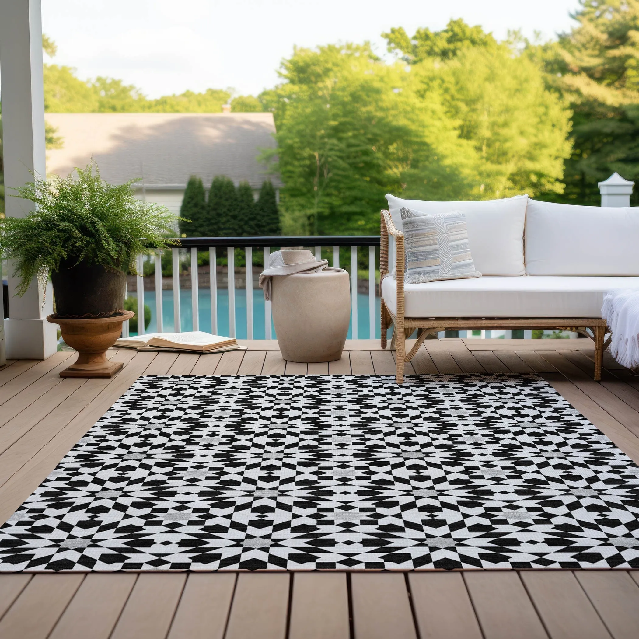 Machine Washable Indoor/ Outdoor Chantille Boho Morrocan Rug