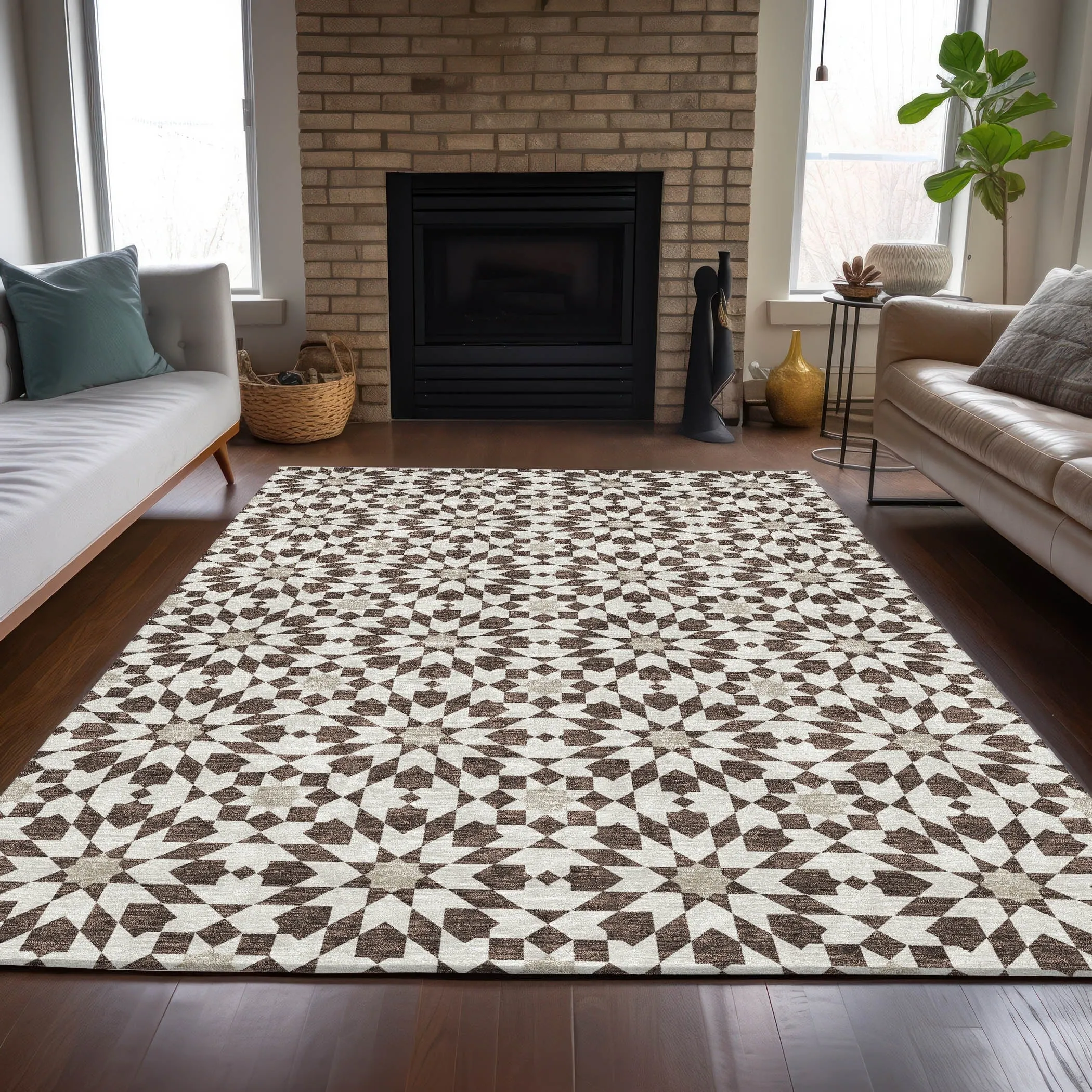 Machine Washable Indoor/ Outdoor Chantille Boho Morrocan Rug