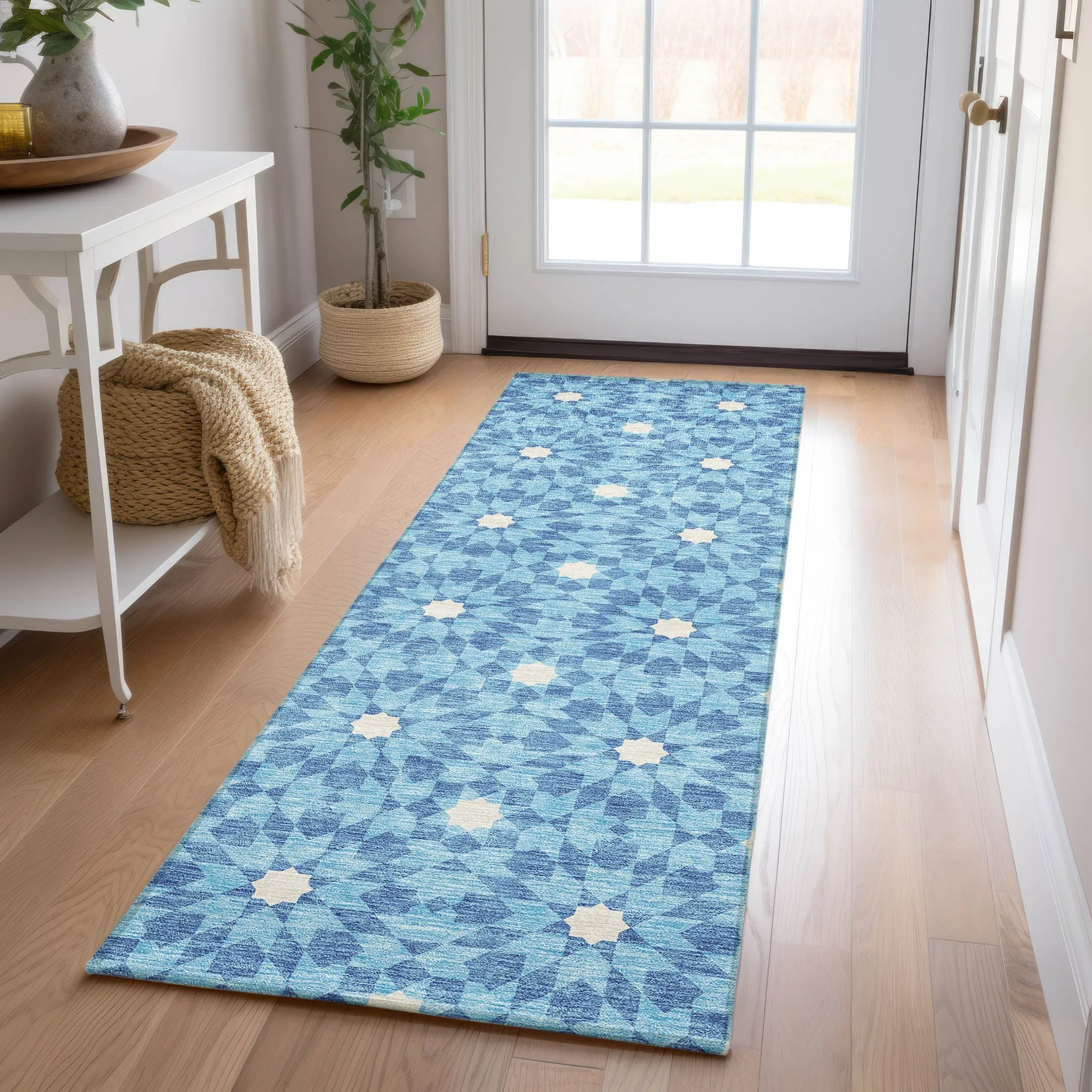 Machine Washable Indoor/ Outdoor Chantille Boho Morrocan Rug