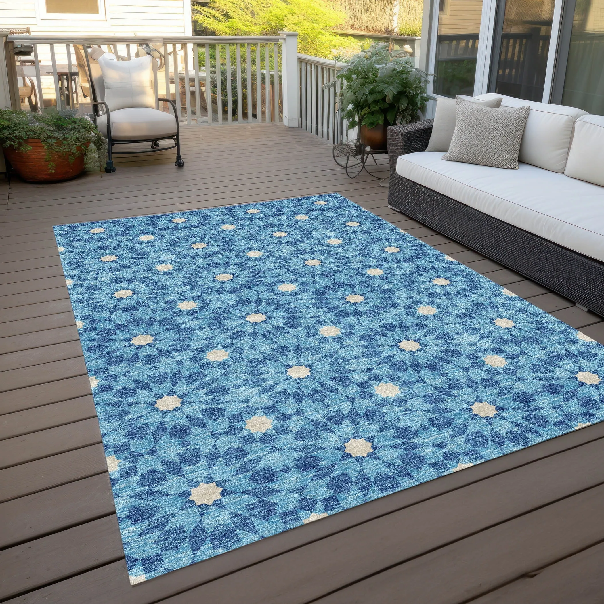 Machine Washable Indoor/ Outdoor Chantille Boho Morrocan Rug