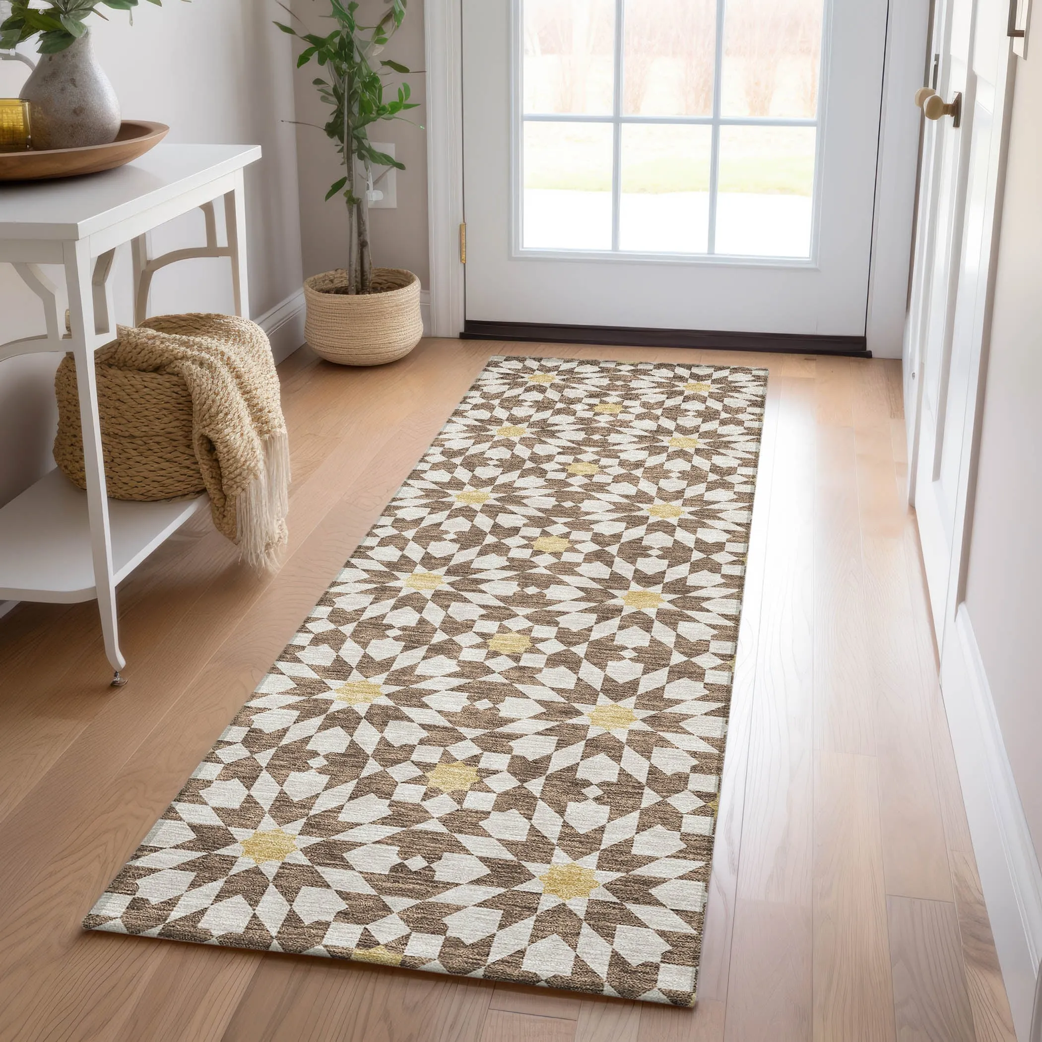 Machine Washable Indoor/ Outdoor Chantille Boho Morrocan Rug