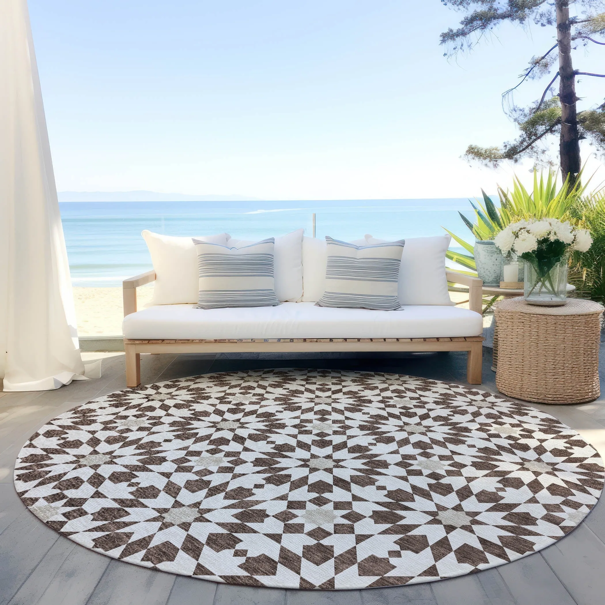 Machine Washable Indoor/ Outdoor Chantille Boho Morrocan Rug