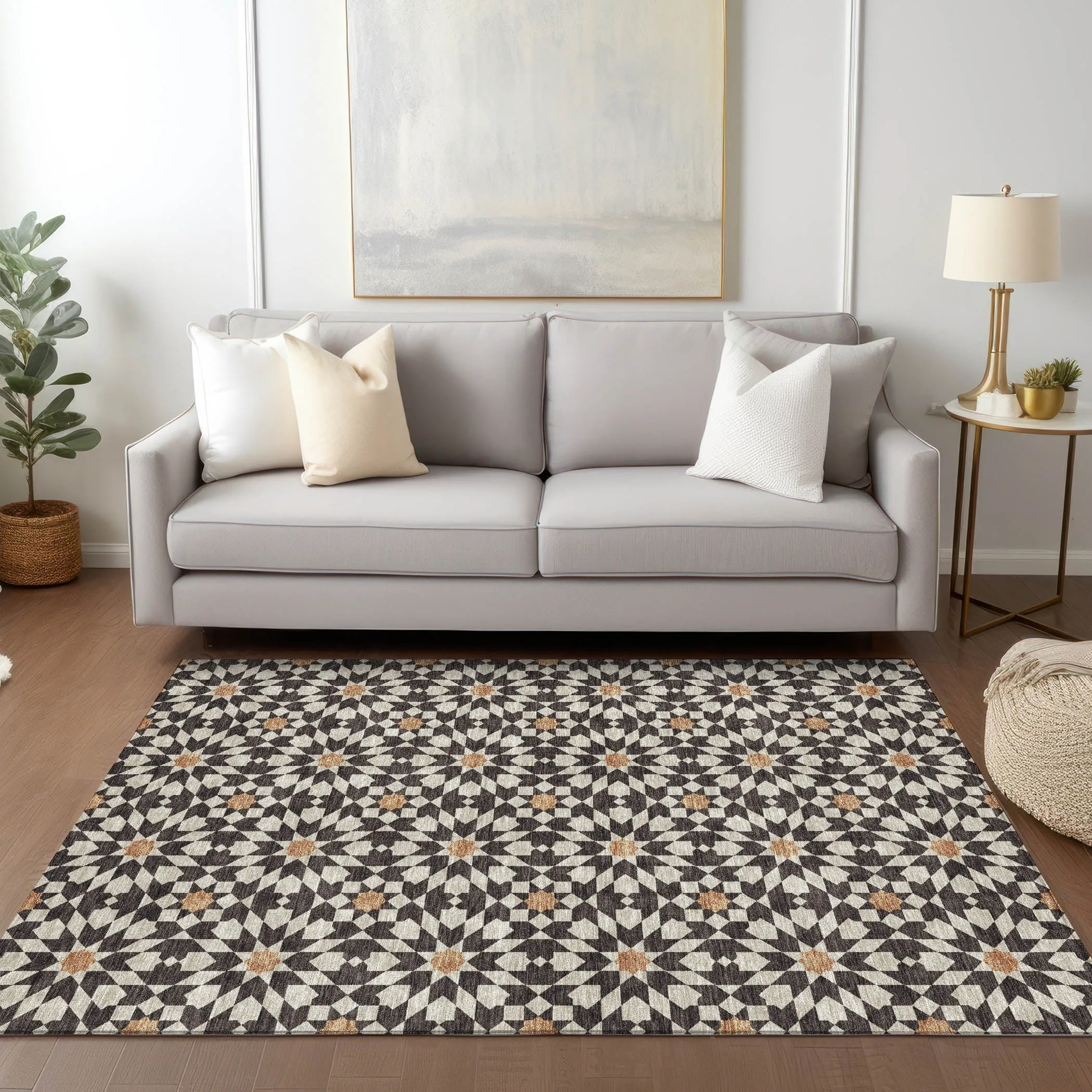 Machine Washable Indoor/ Outdoor Chantille Boho Morrocan Rug